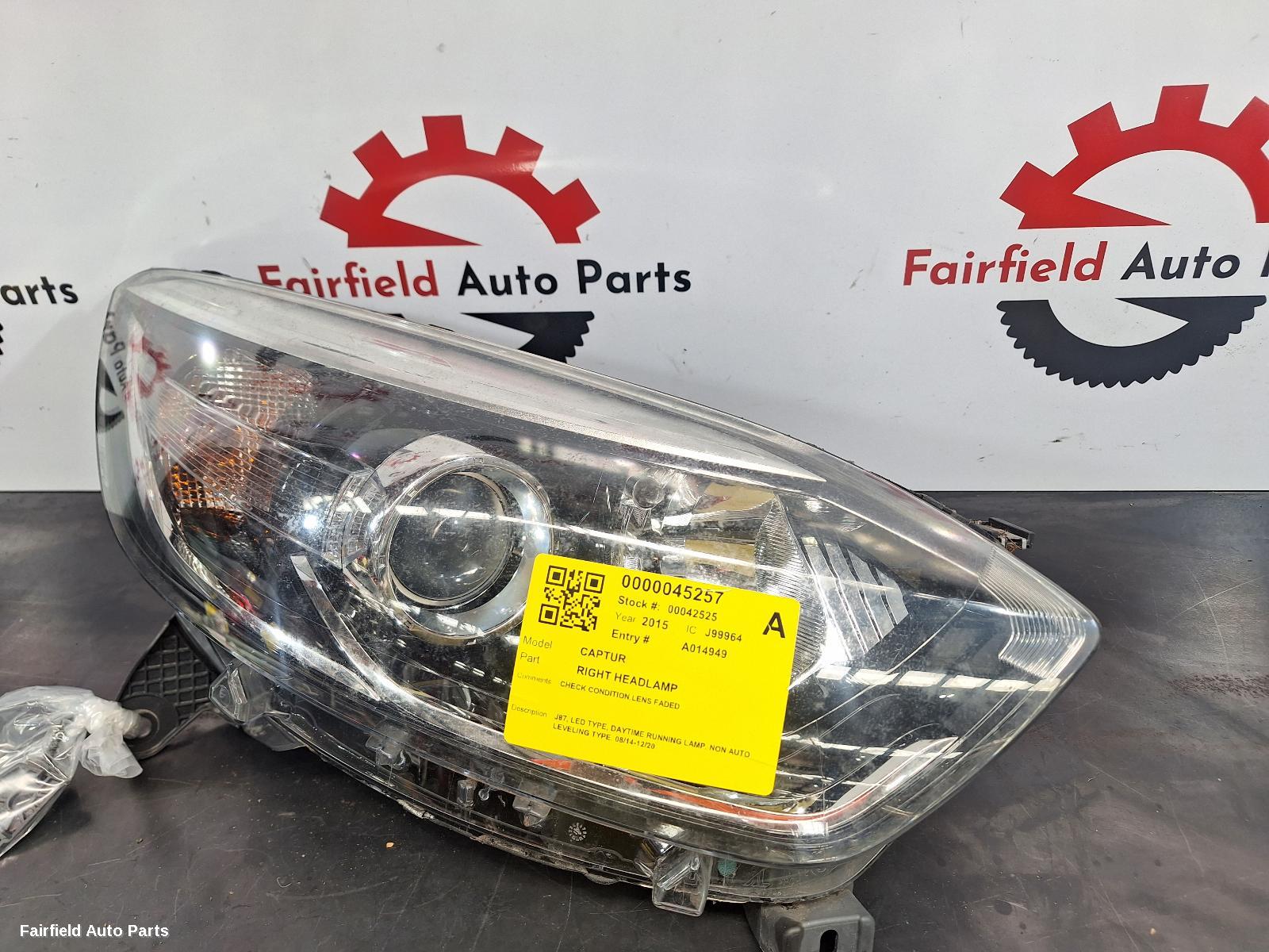 2014-2020 Renault Captur Right Headlamp