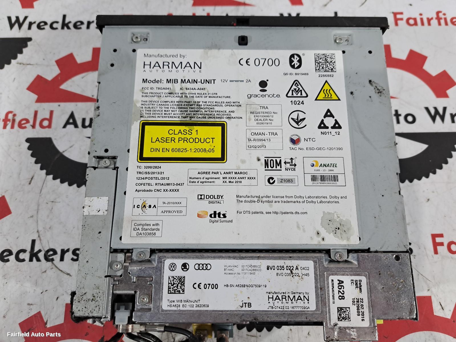 2015-2020 Audi A3 Radio Cd Dvd Sat Tv