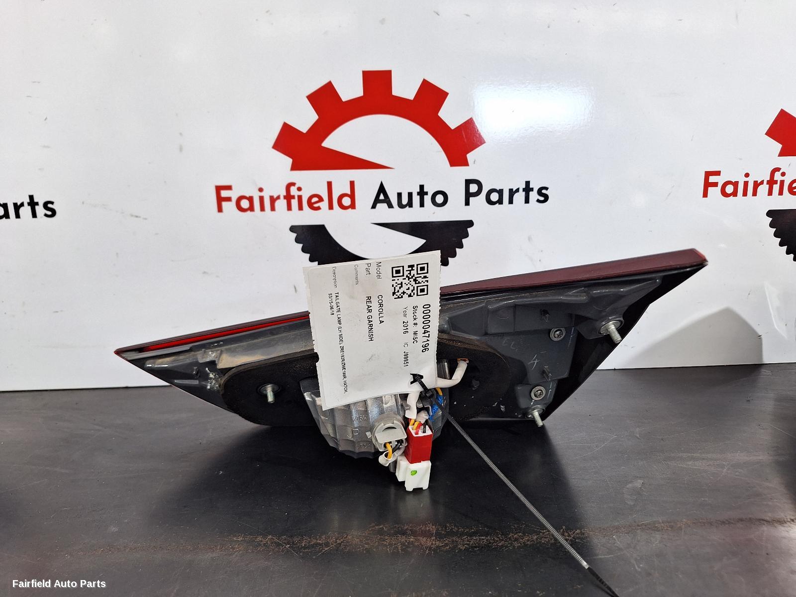 2015-2018 Toyota Corolla Rear Garnish