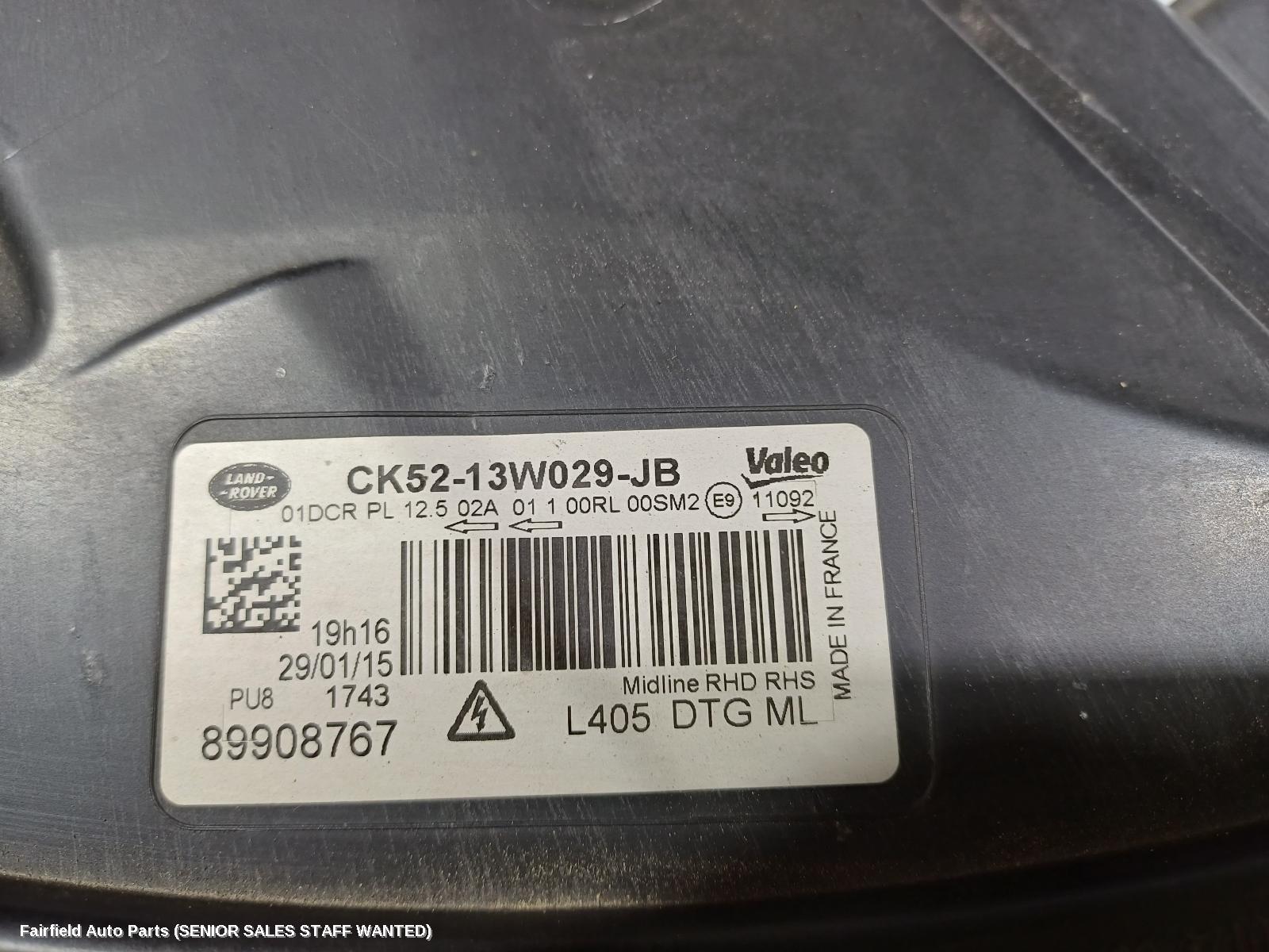 2015 Land Rover Rangerover Right Headlamp