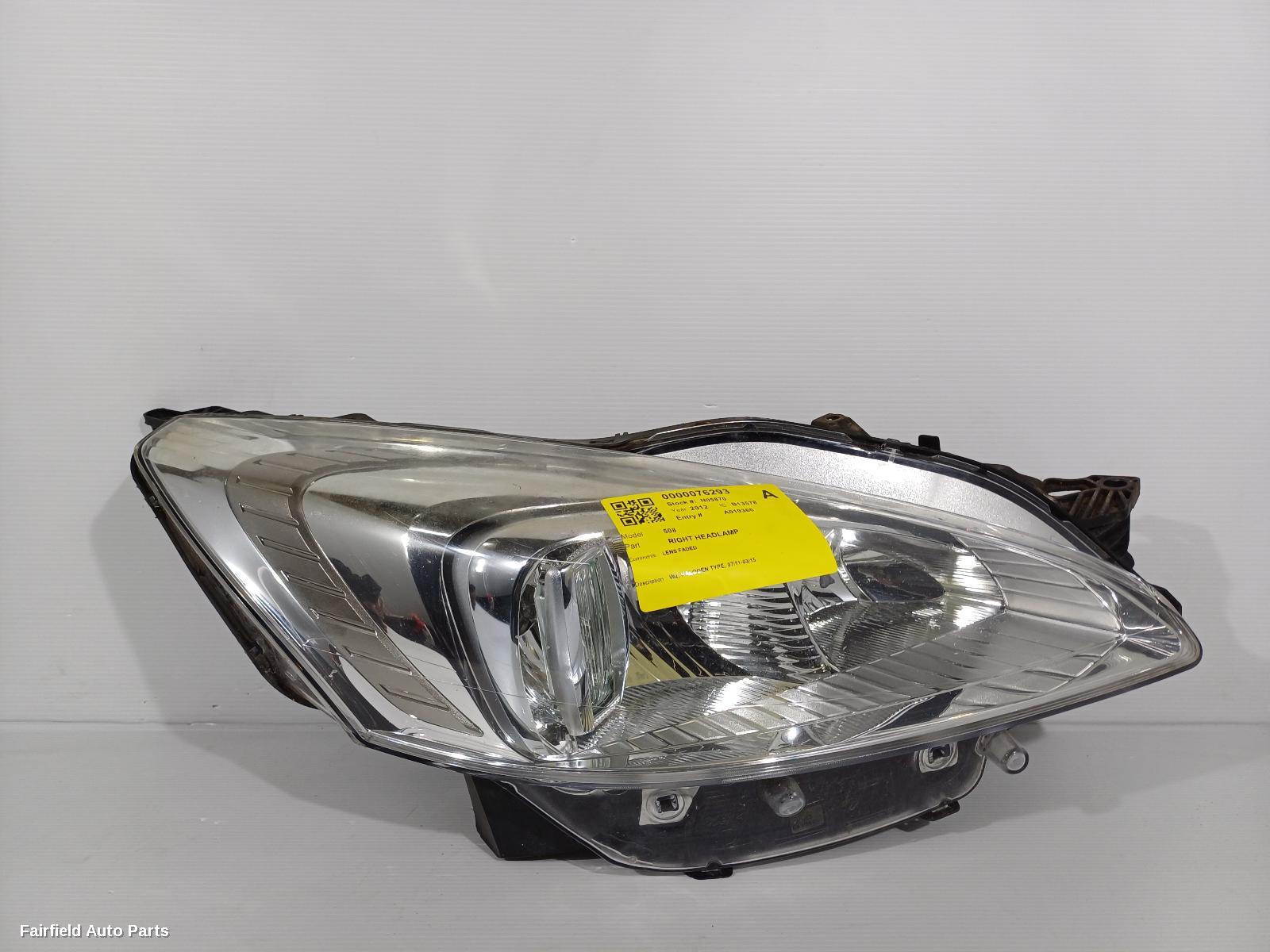 2011-2015 Peugeot 508 Right Headlamp