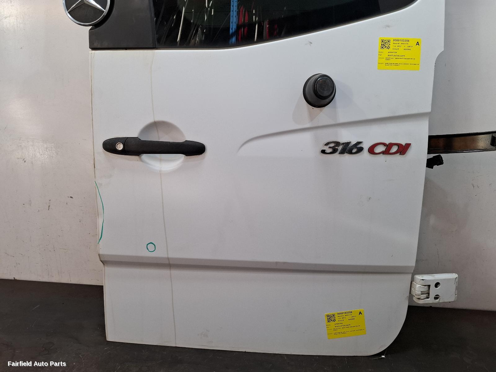 2012 Mercedes Sprinter Bootlid Tailgate