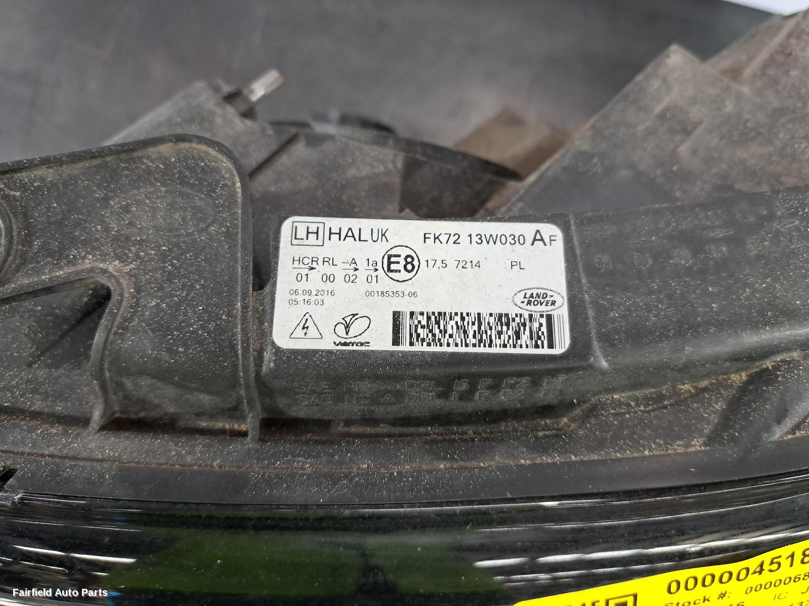 2015-2019 Land Rover Discovery Sport Left Headlamp
