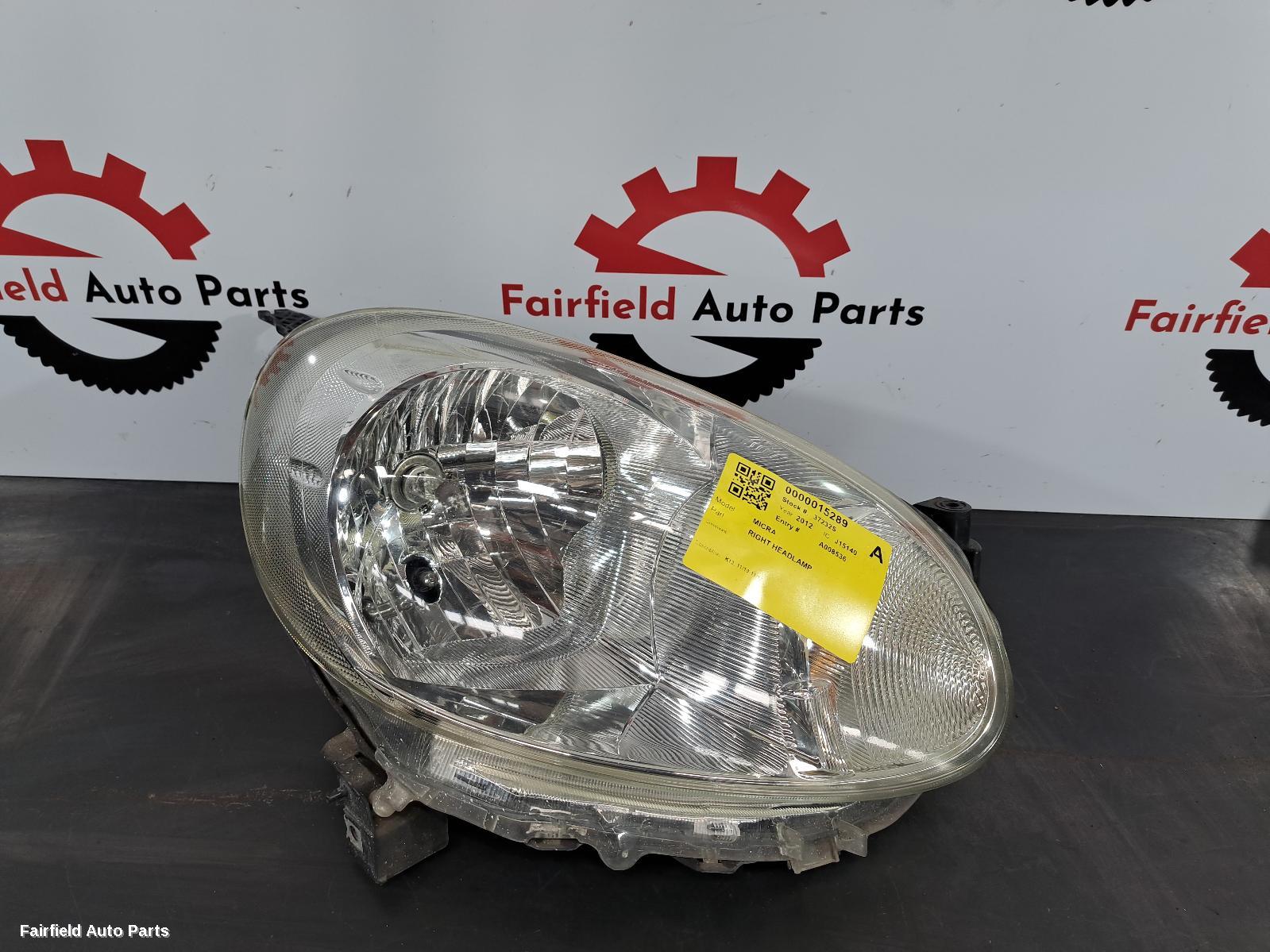 2010-2012 Nissan Micra Right Headlamp