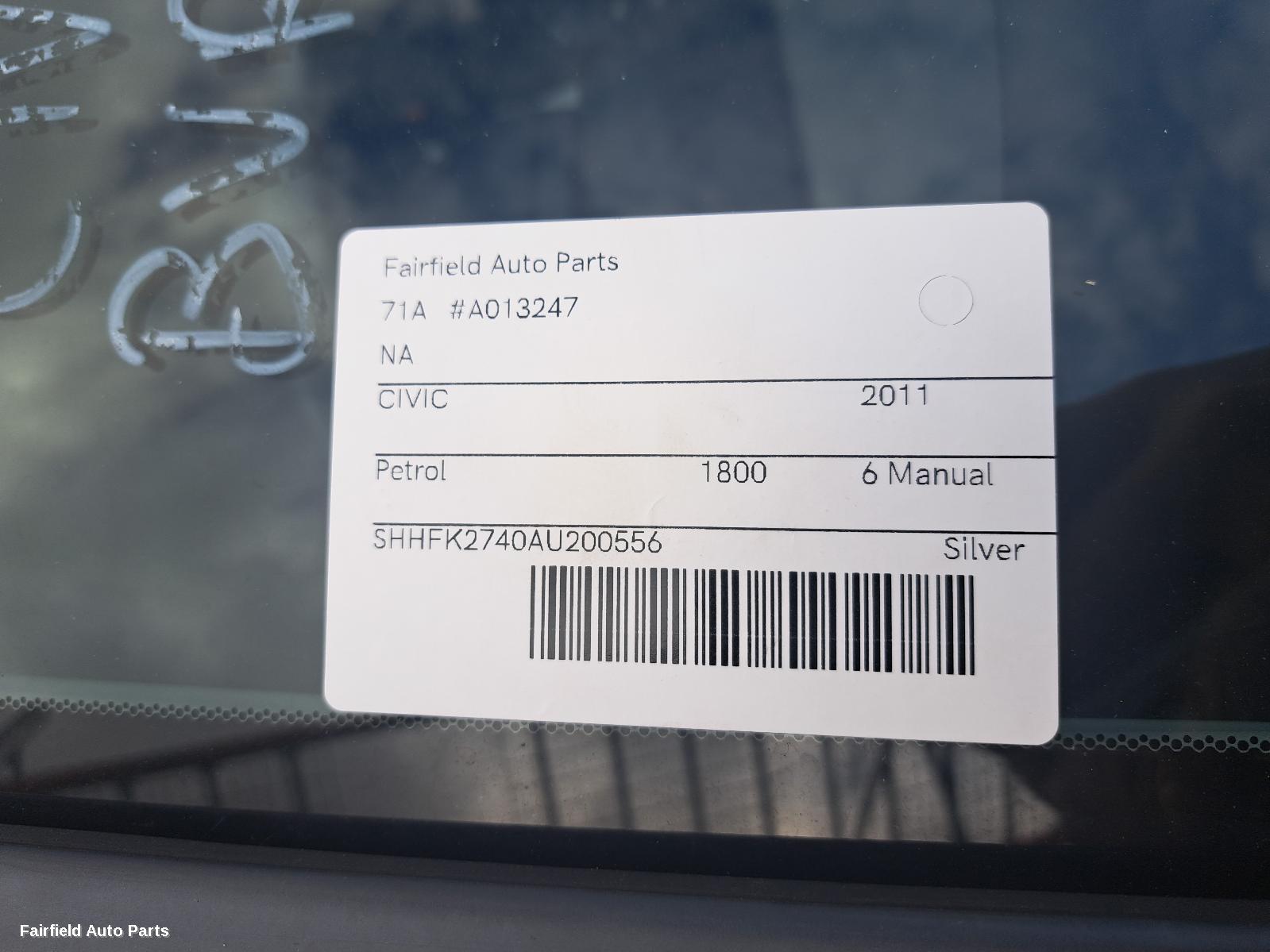 2011 Honda Civic Sunvisor