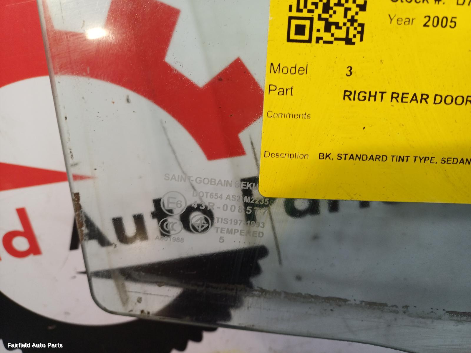2003-2009 Mazda 3 Right Rear Door Window