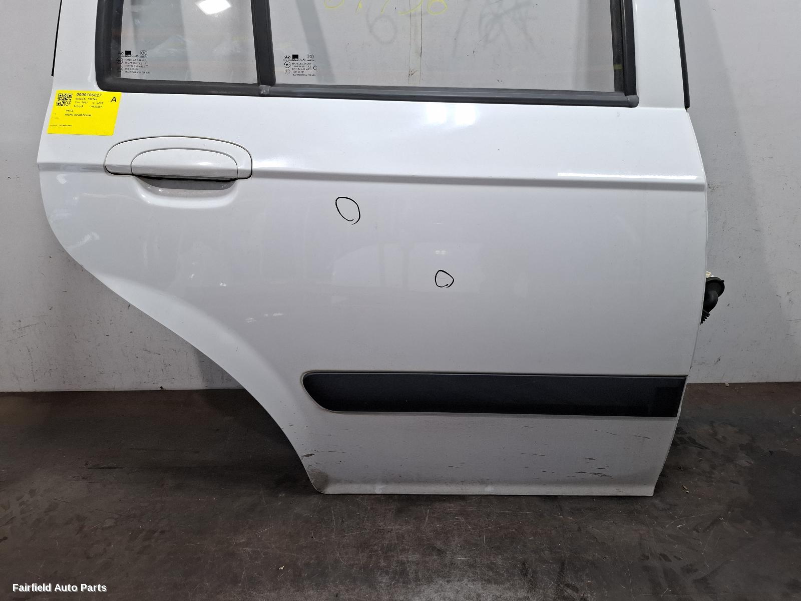 2011 Hyundai Getz Right Rear Door Sliding