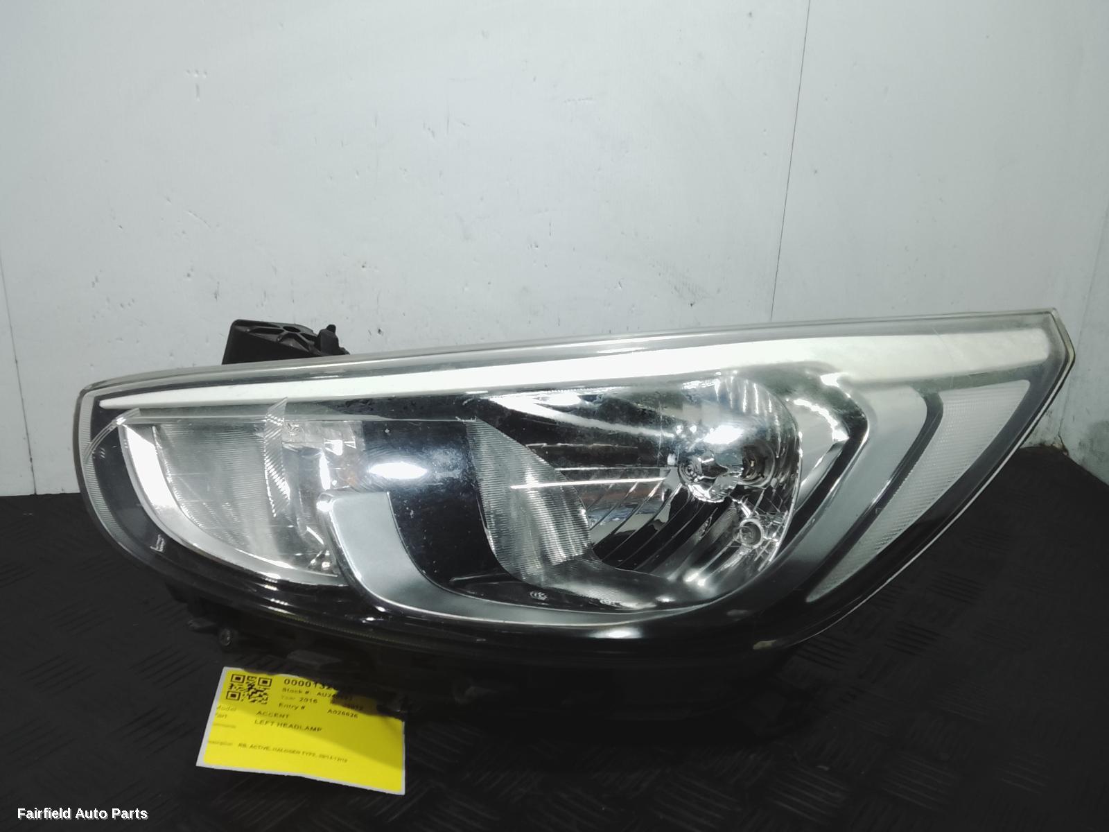 2014-2019 Hyundai Accent Left Headlamp