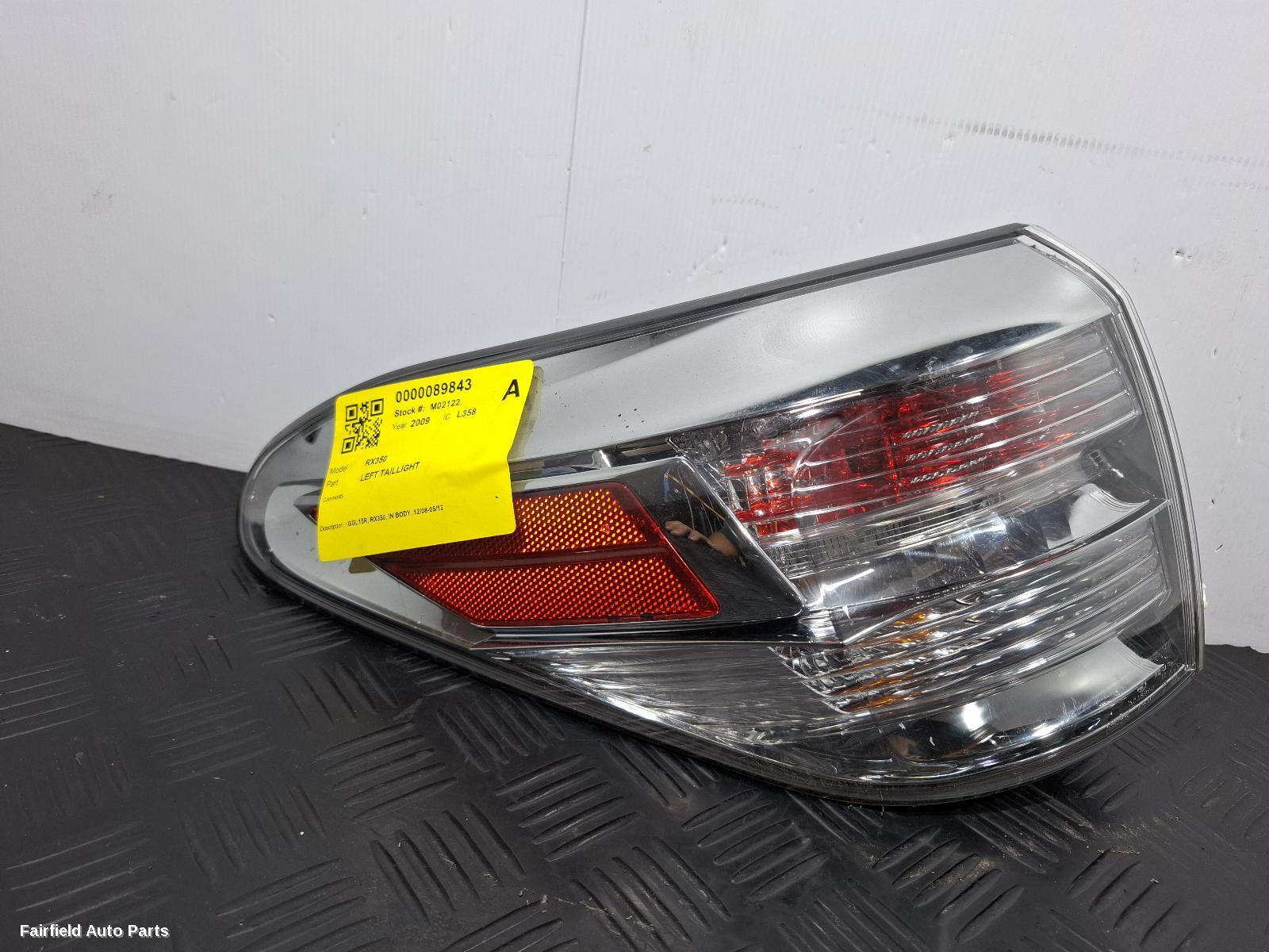 2008-2012 Lexus Rx Series Left Taillight