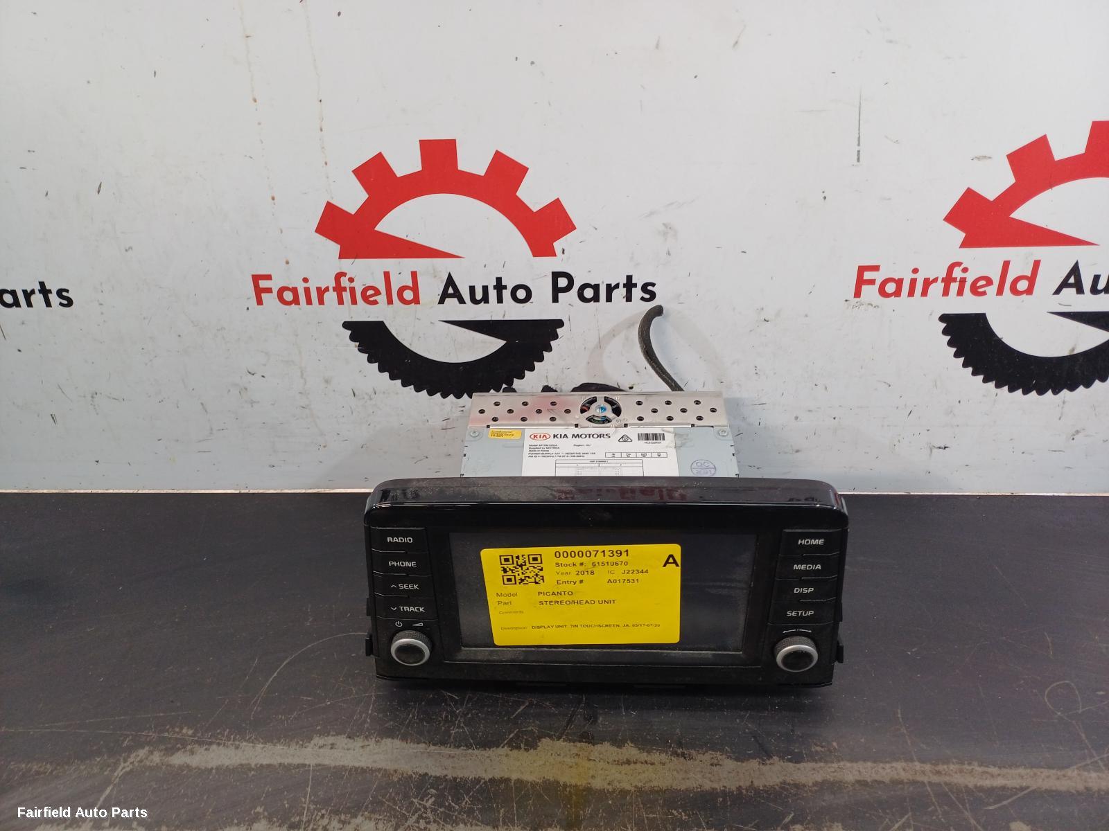 2017-2020 Kia Picanto Radio Cd Dvd Sat Tv