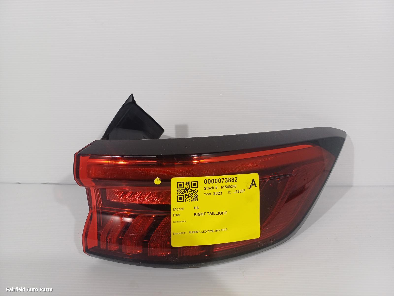 2022-2026 Haval H6 Right Taillight