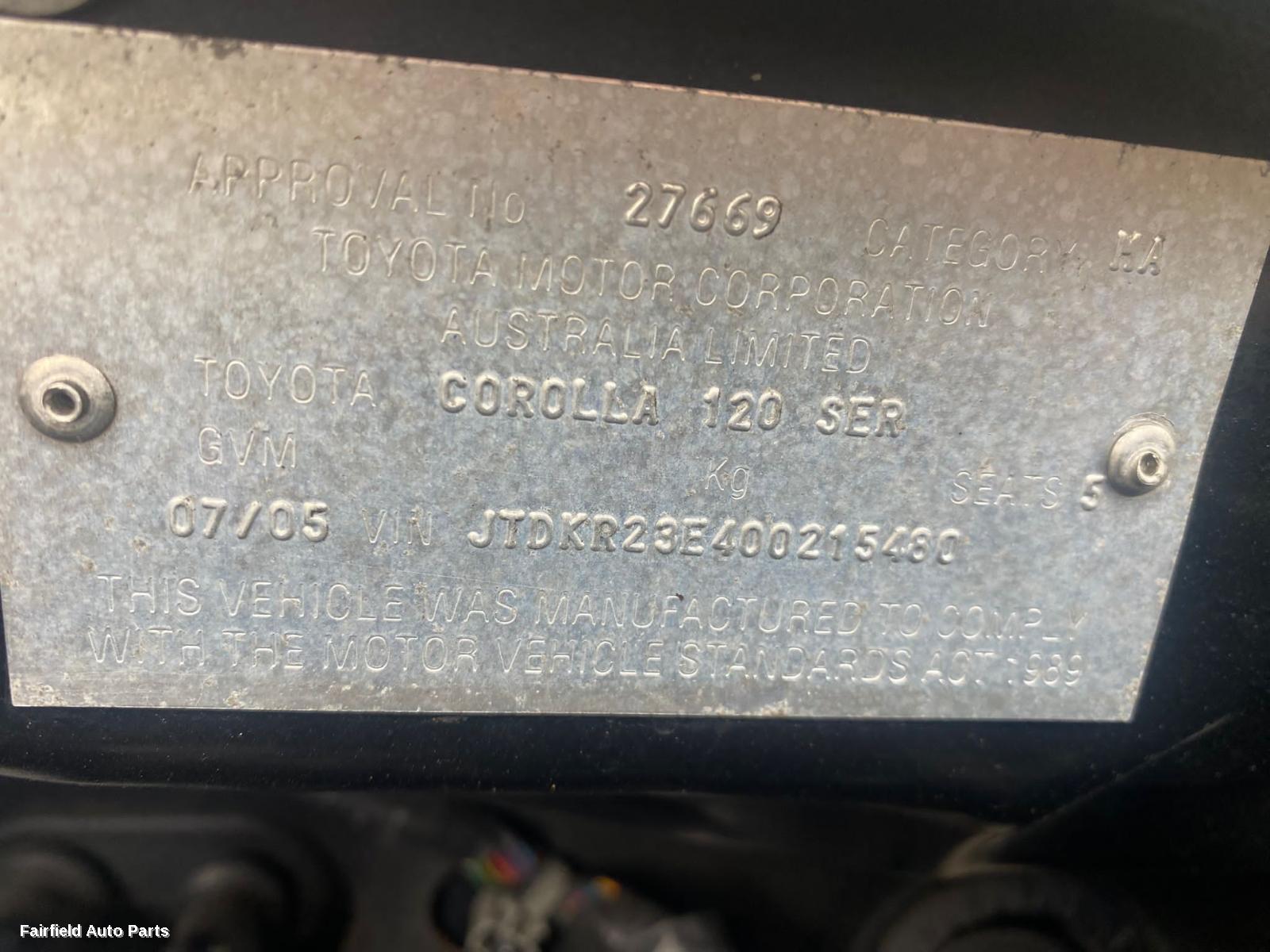 2001-2007 Toyota Corolla Armrest