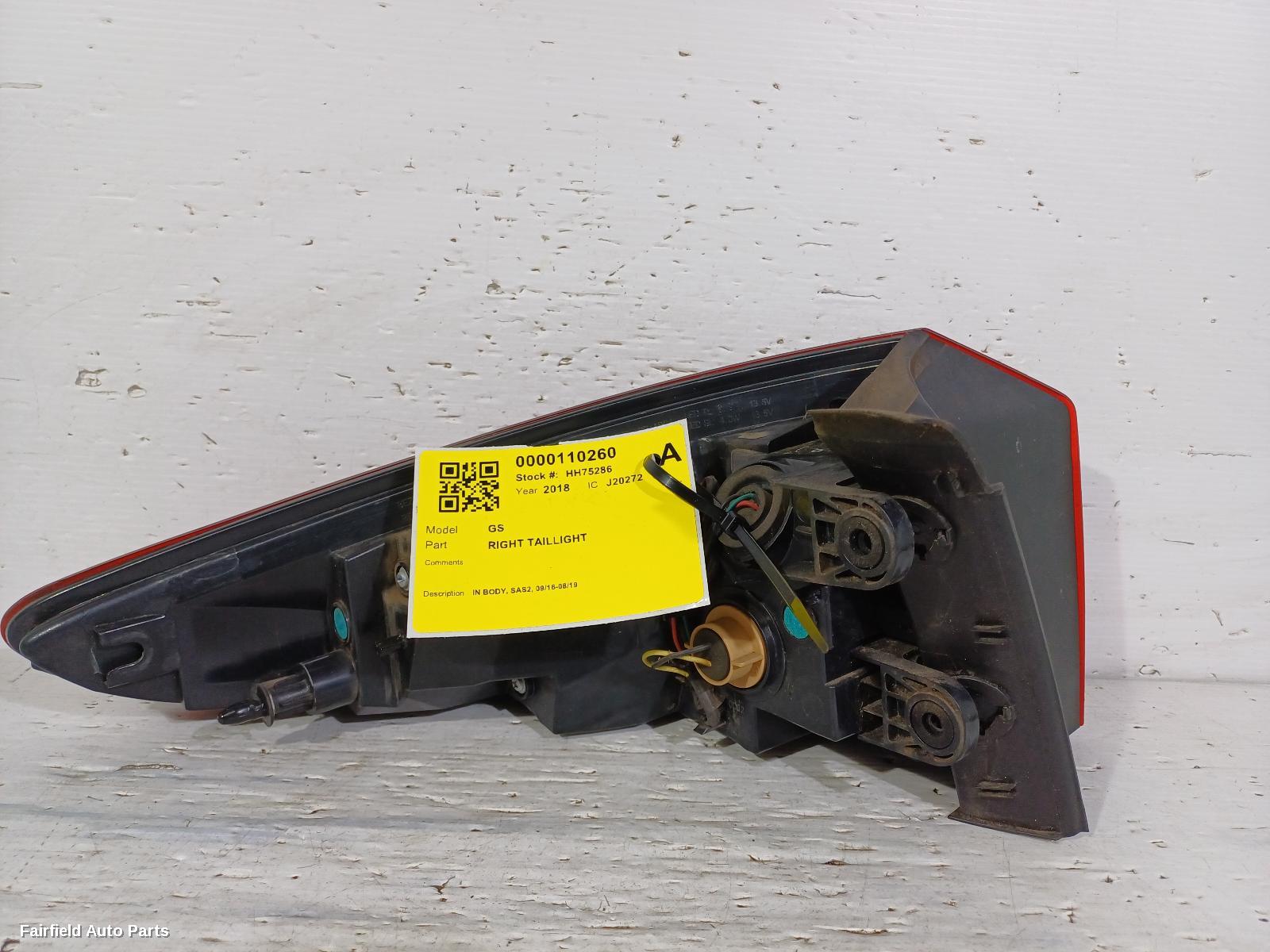 2016-2019 Mg Gs Right Taillight