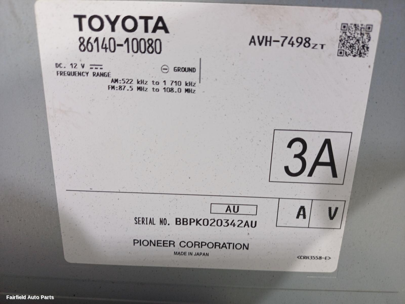 2019-2023 Toyota C-hr Radio Cd Dvd Sat Tv