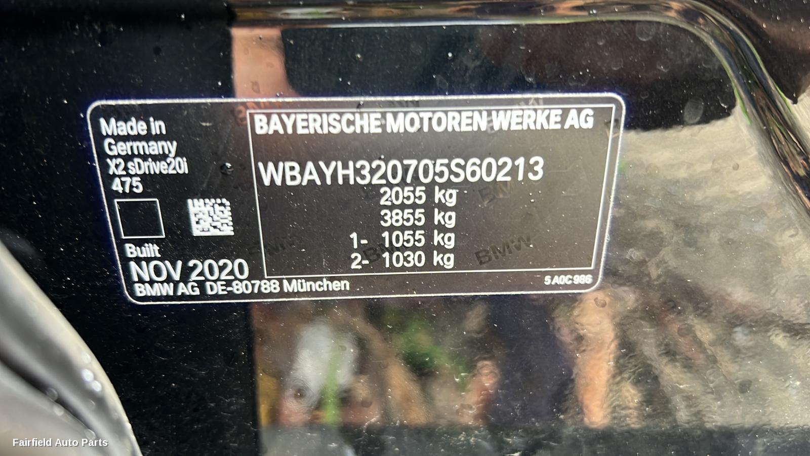 2017-2023 Bmw X2 Right Rear Door Sliding
