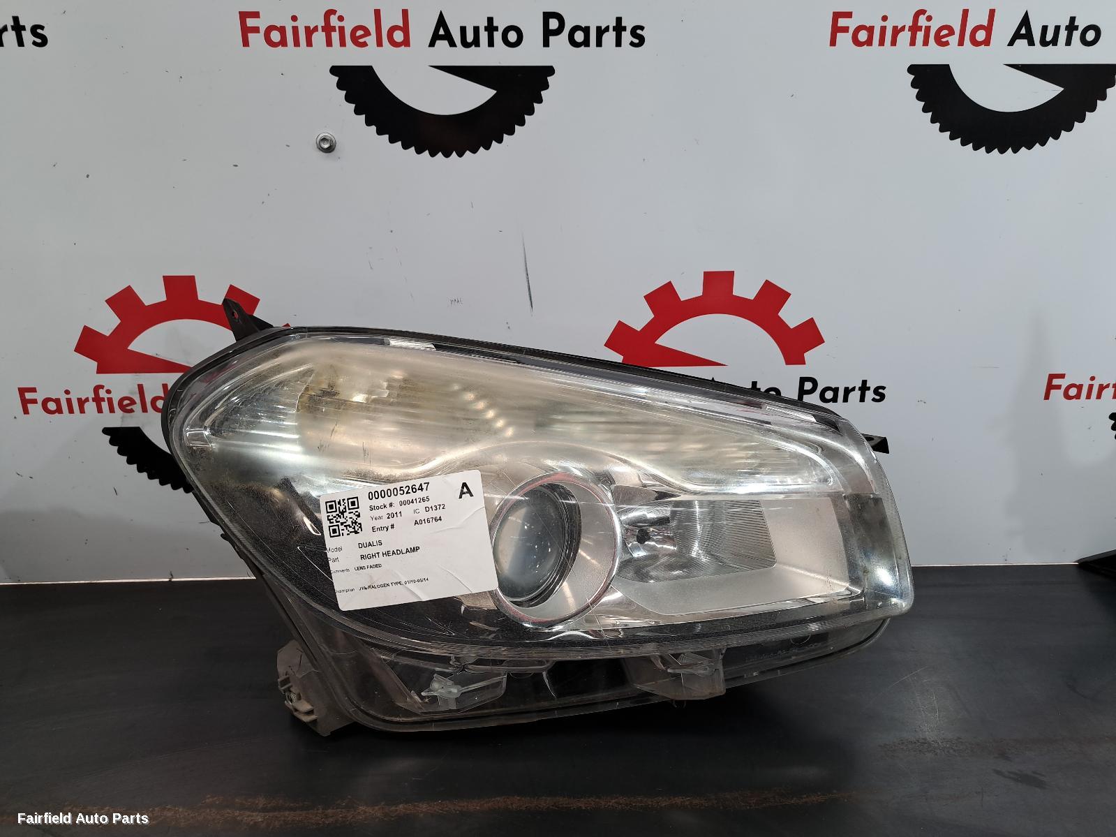 2010-2014 Nissan Dualis Right Headlamp
