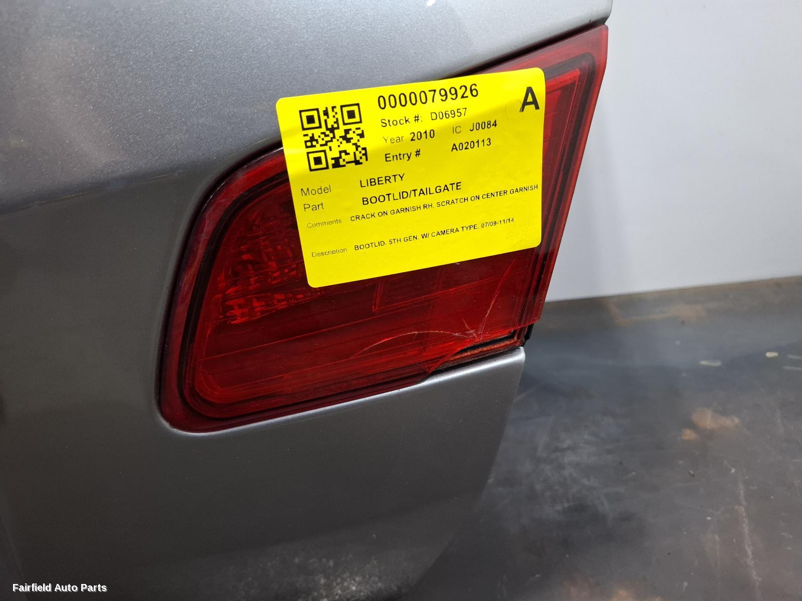2009-2014 Subaru Liberty Bootlid Tailgate