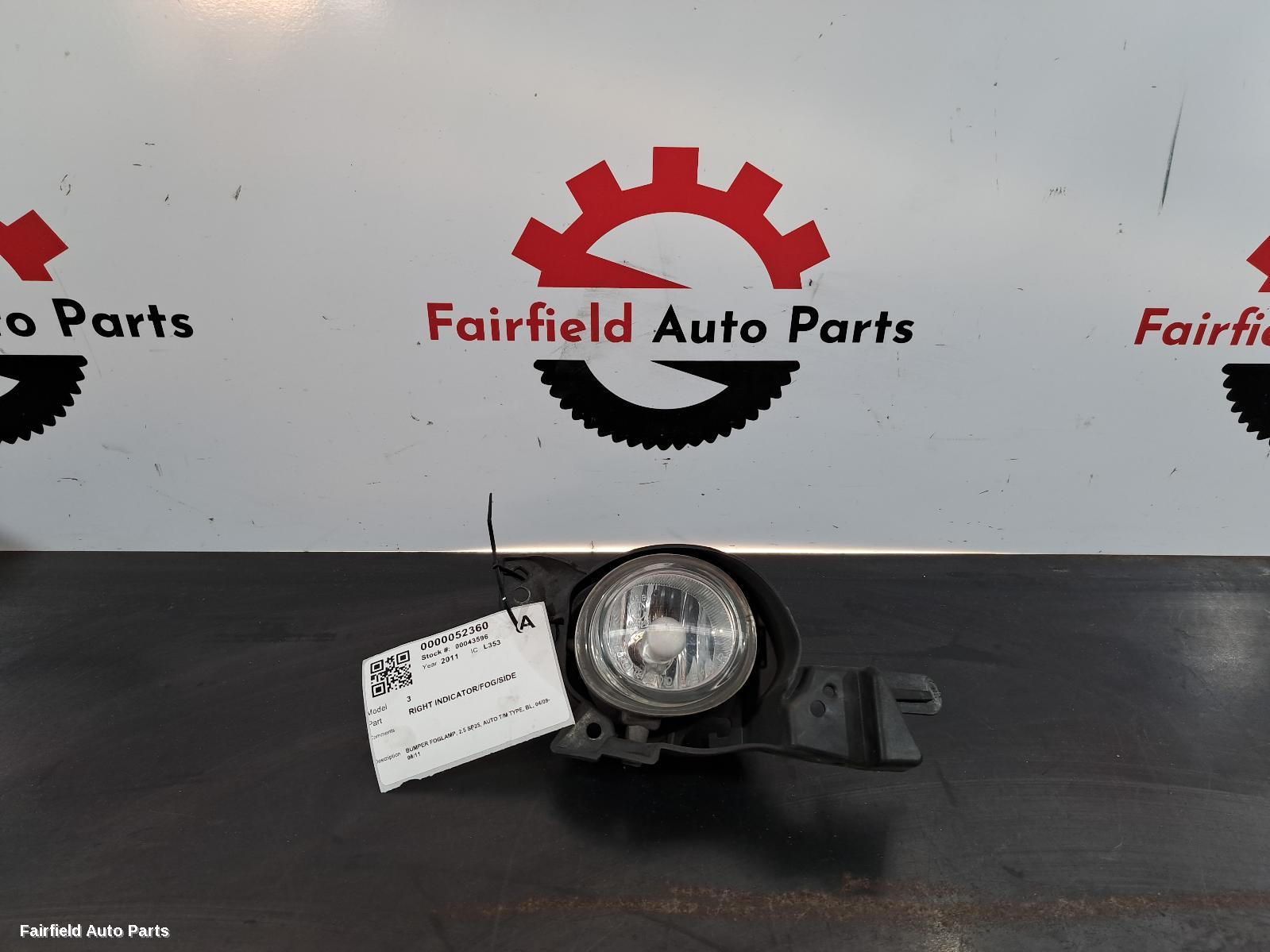 2009-2011 Mazda 3 Right Indicator Fog Side