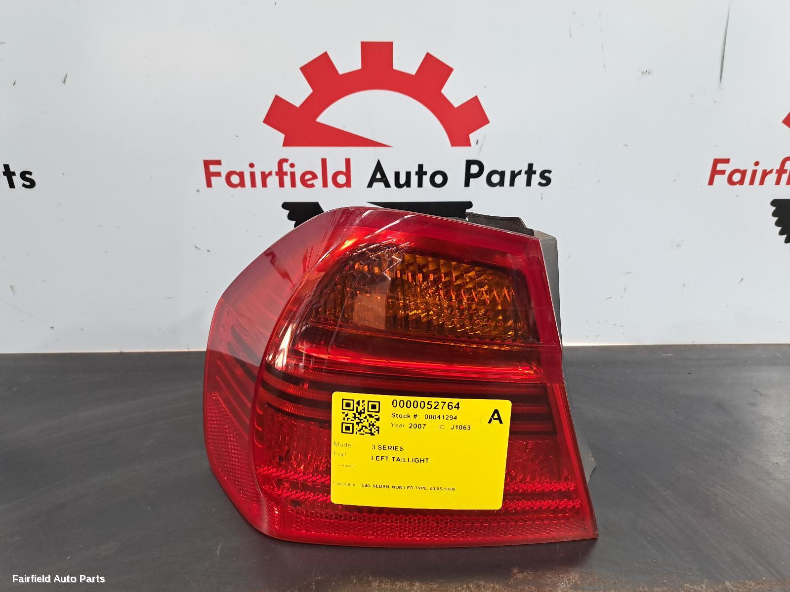 2007 Bmw 3 Series Left Taillight