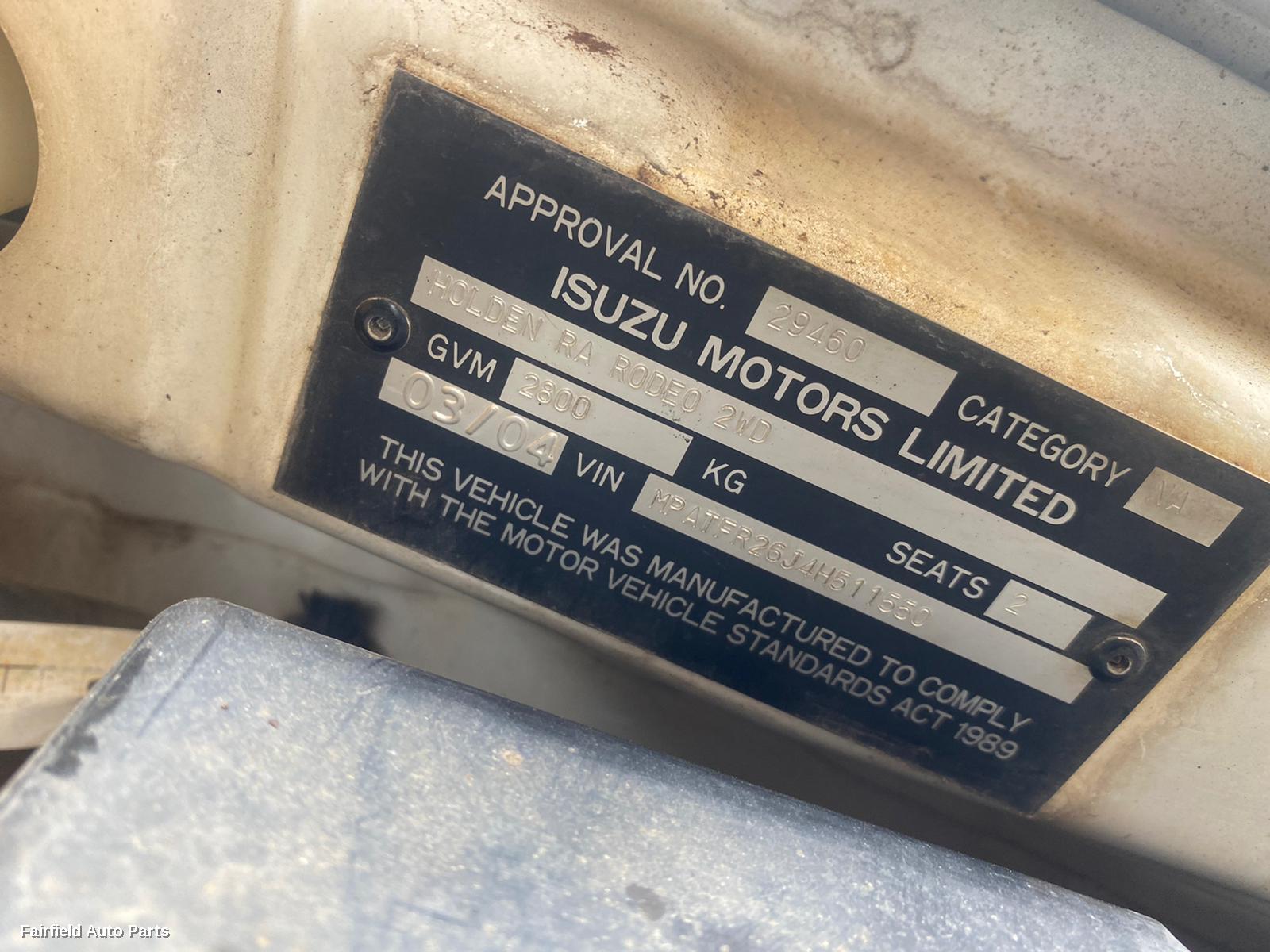 2004 Holden Rodeo Right Headlamp