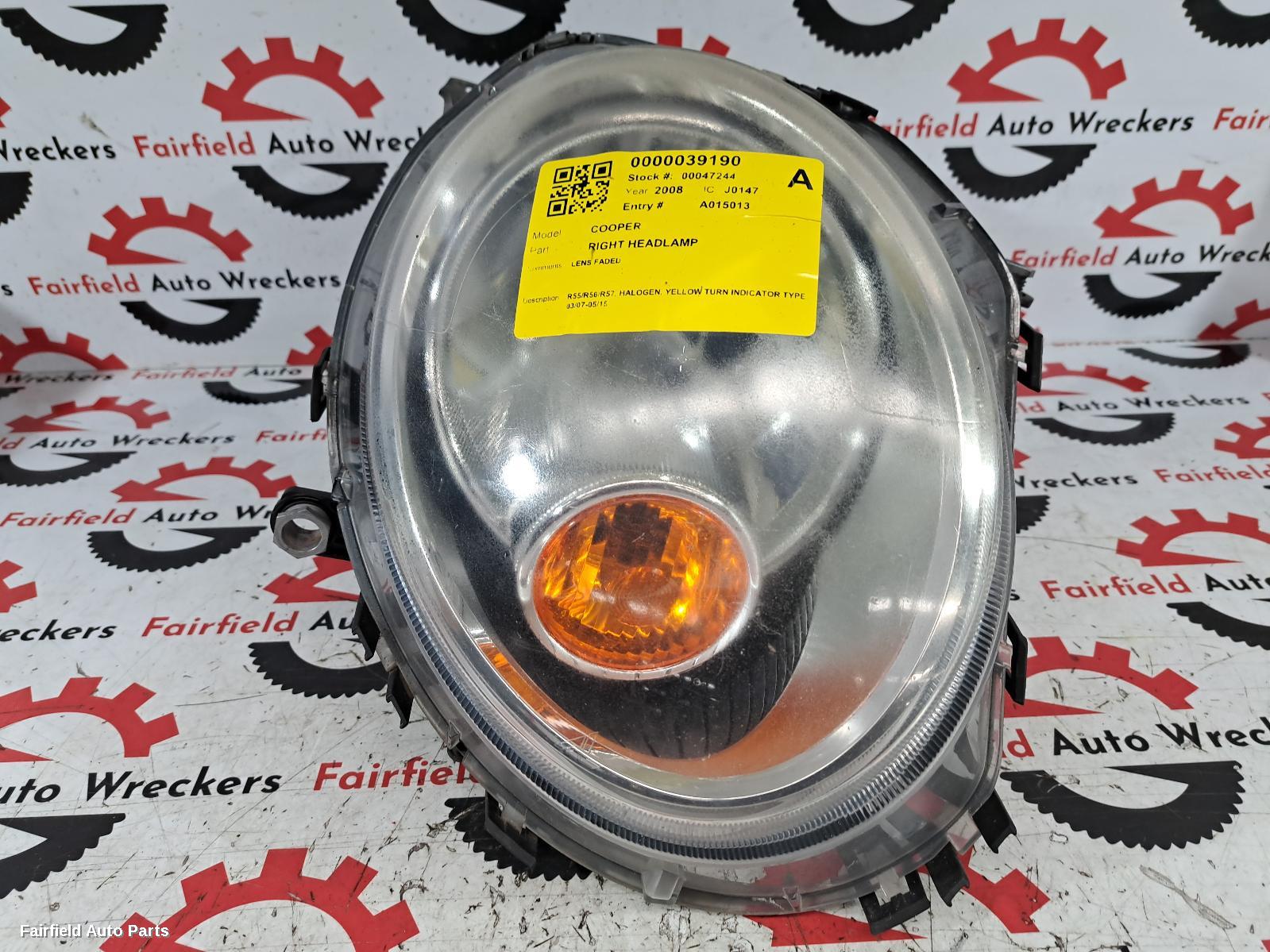 2008 Mini Cooper Right Headlamp