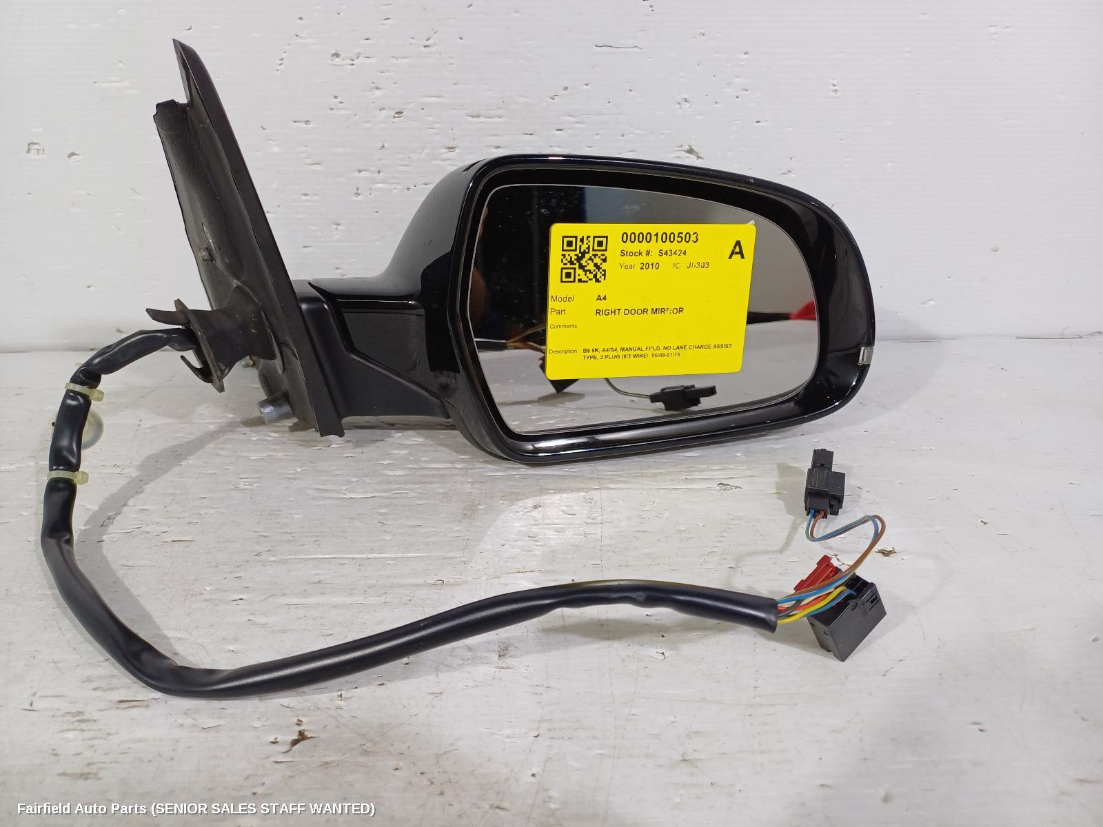 2009-2016 Audi A4 Right Door Mirror
