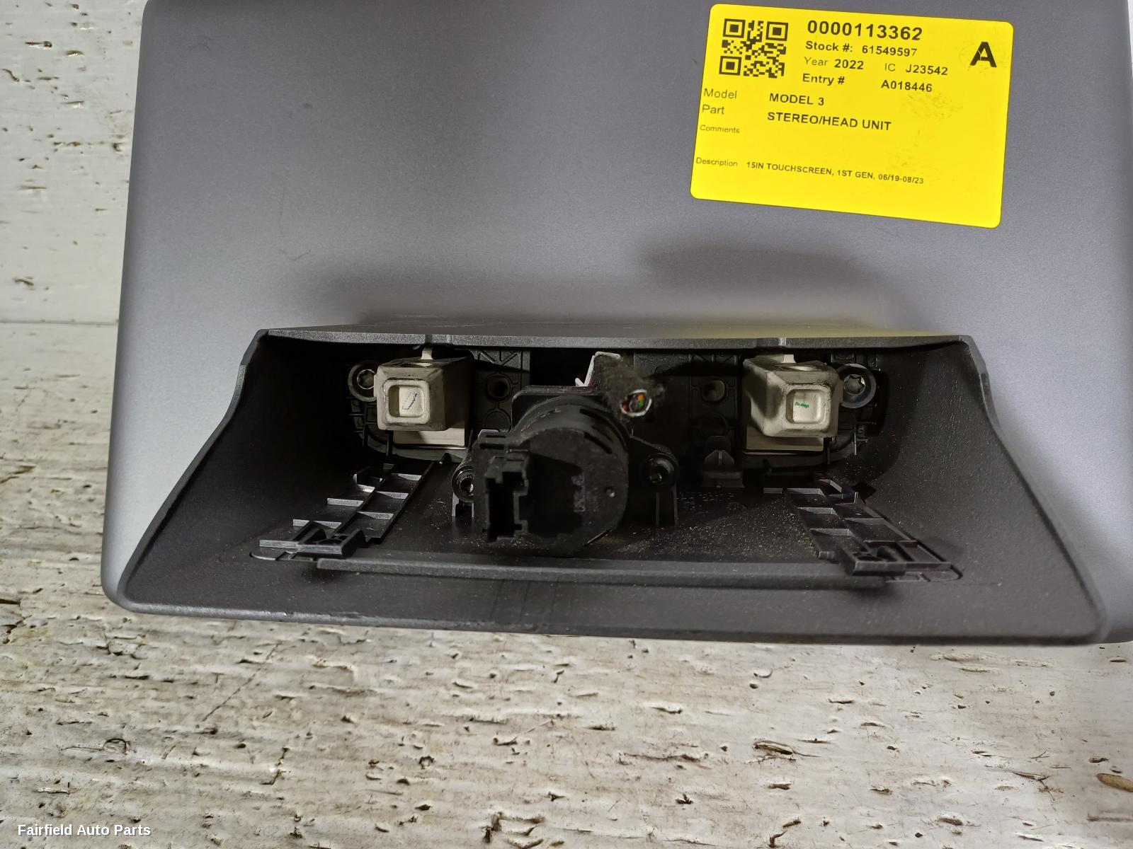 2019-2023 Tesla Model 3 Radio Cd Dvd Sat Tv