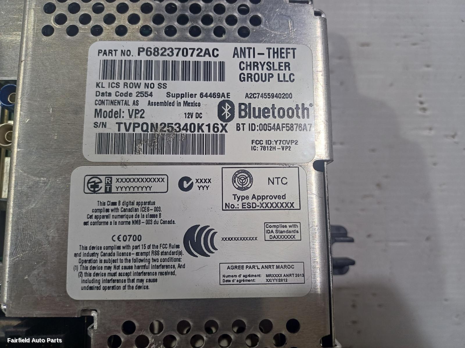 2014-2018 Jeep Cherokee Radio Cd Dvd Sat Tv