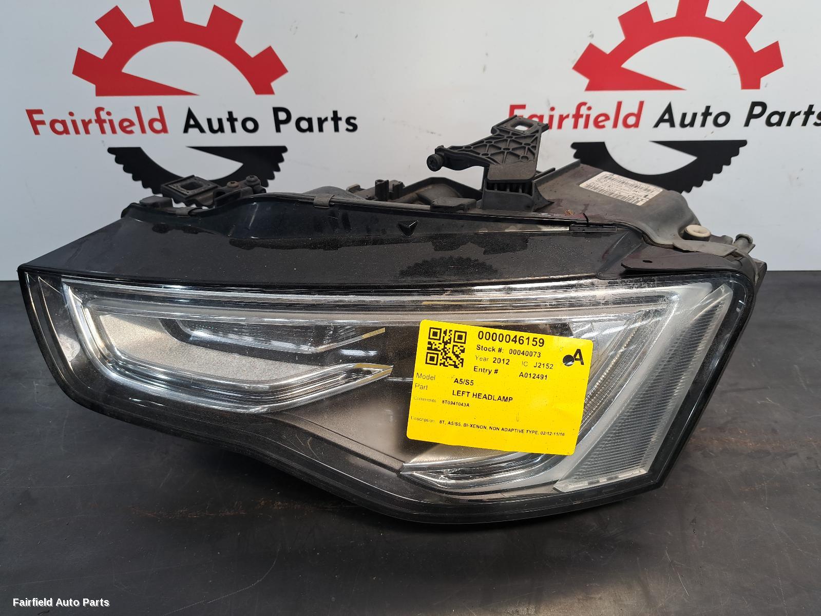 2012 Audi A5 Left Headlamp