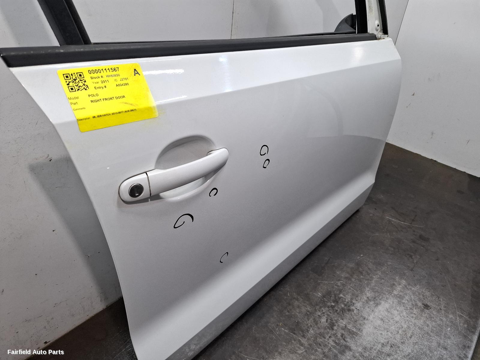 2010-2017 Volkswagen Polo Right Front Door