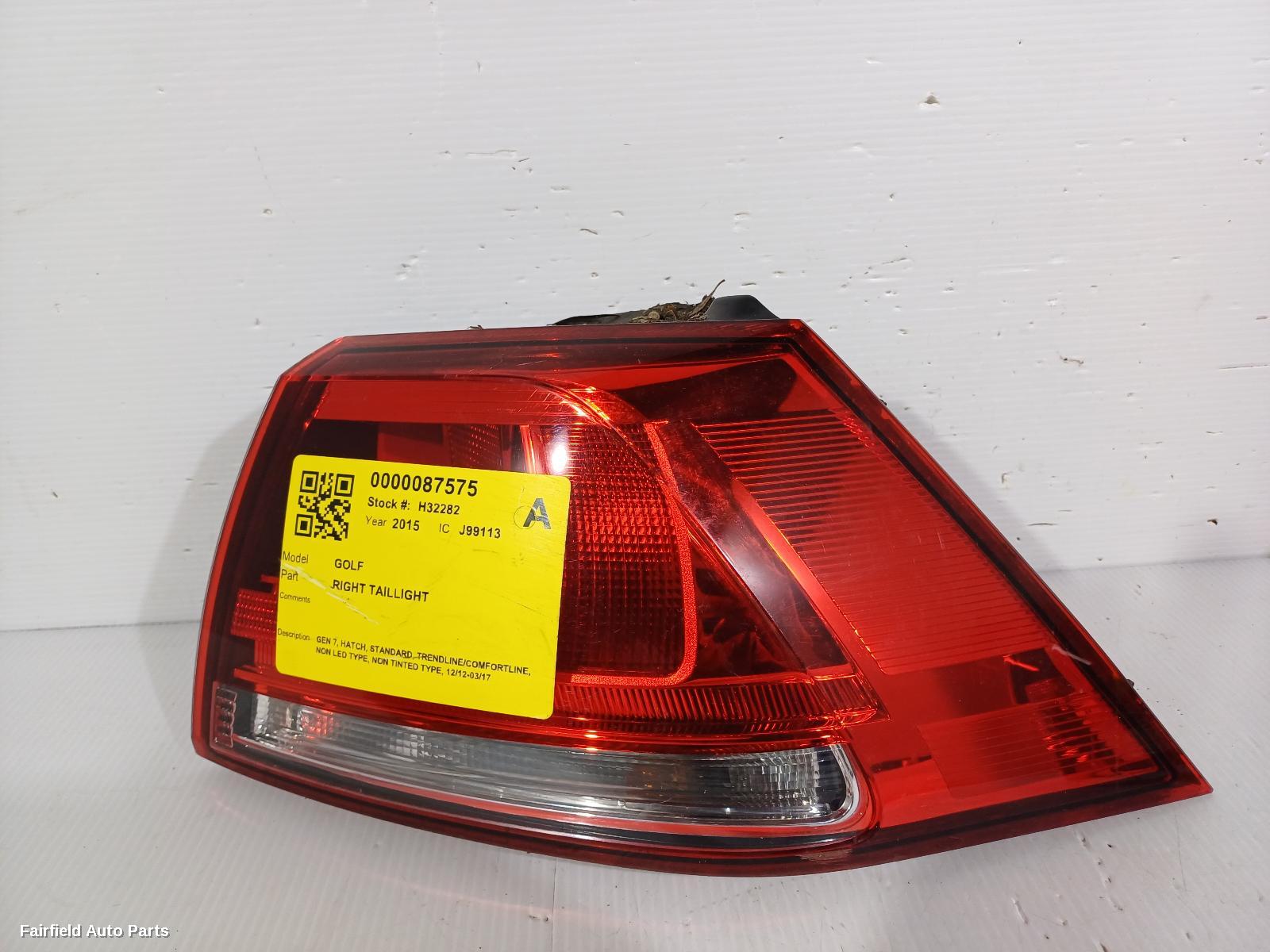 2012-2017 Volkswagen Golf Right Taillight