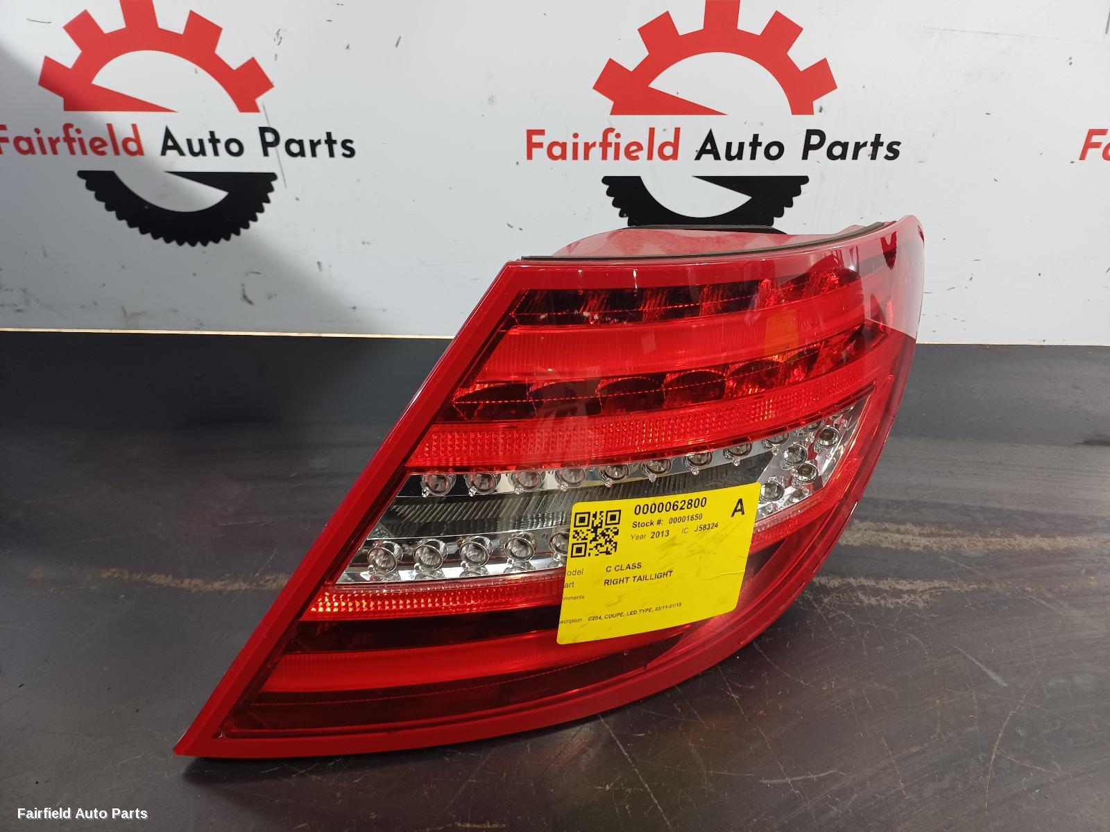 2013 Mercedes C Class Right Taillight