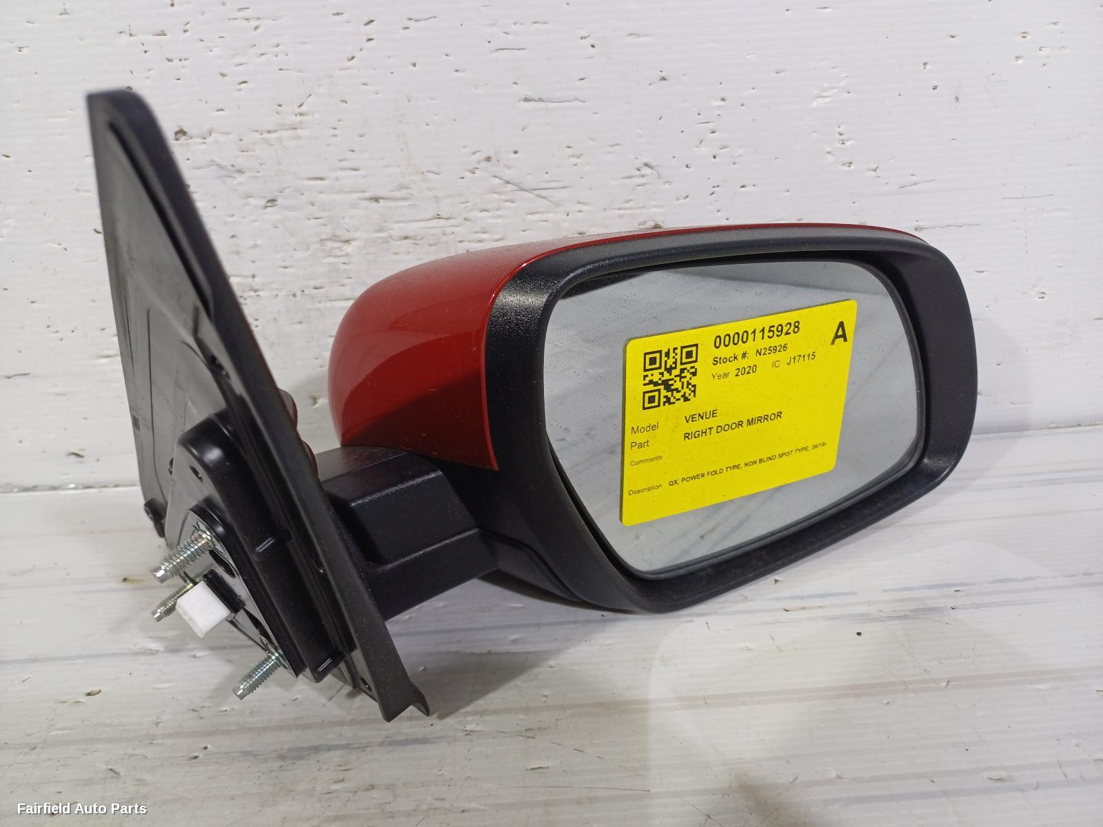 2019-2025 Hyundai Venue Right Door Mirror