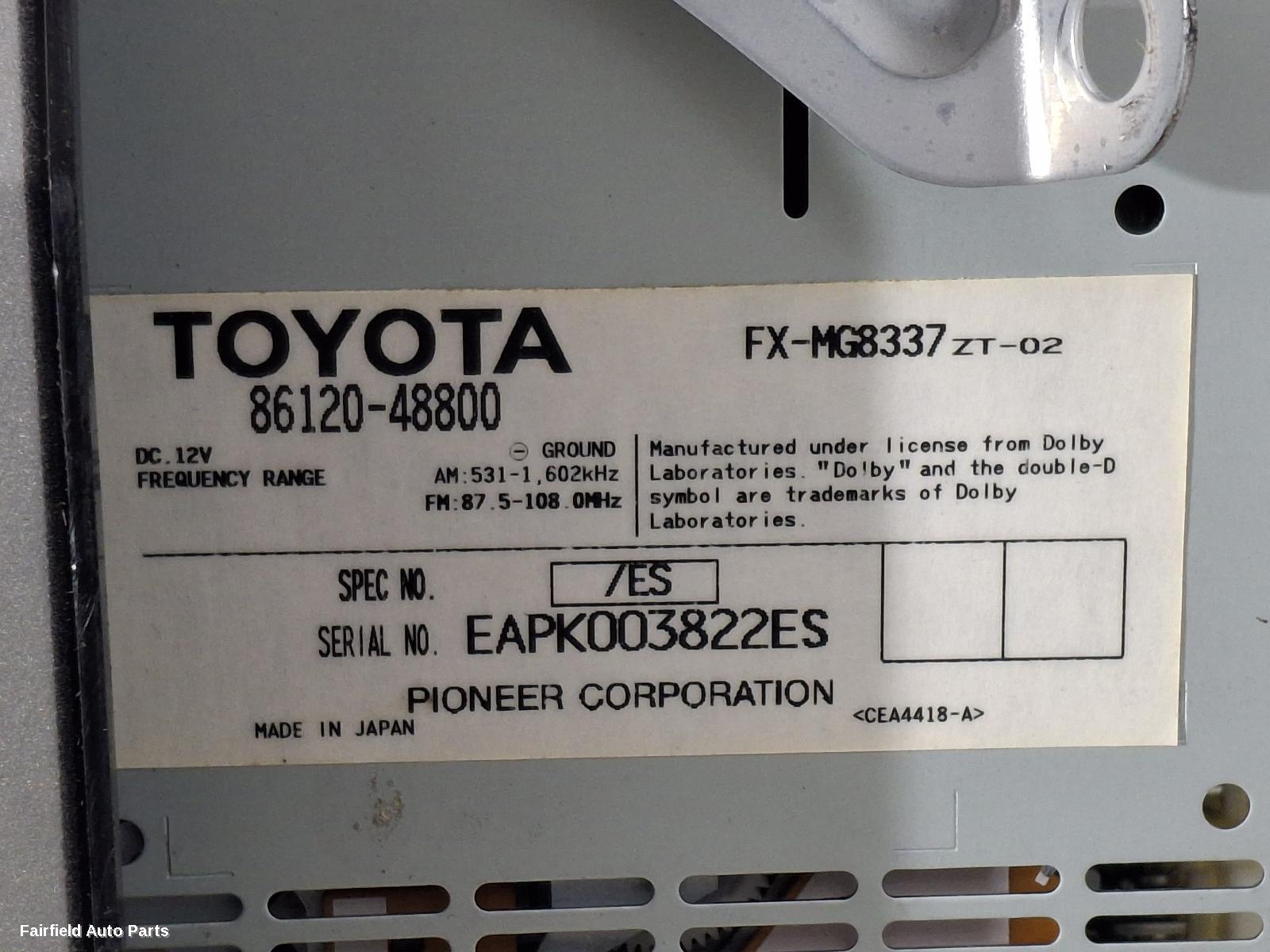 2003-2005 Lexus Rx Series Radio Cd Dvd Sat Tv
