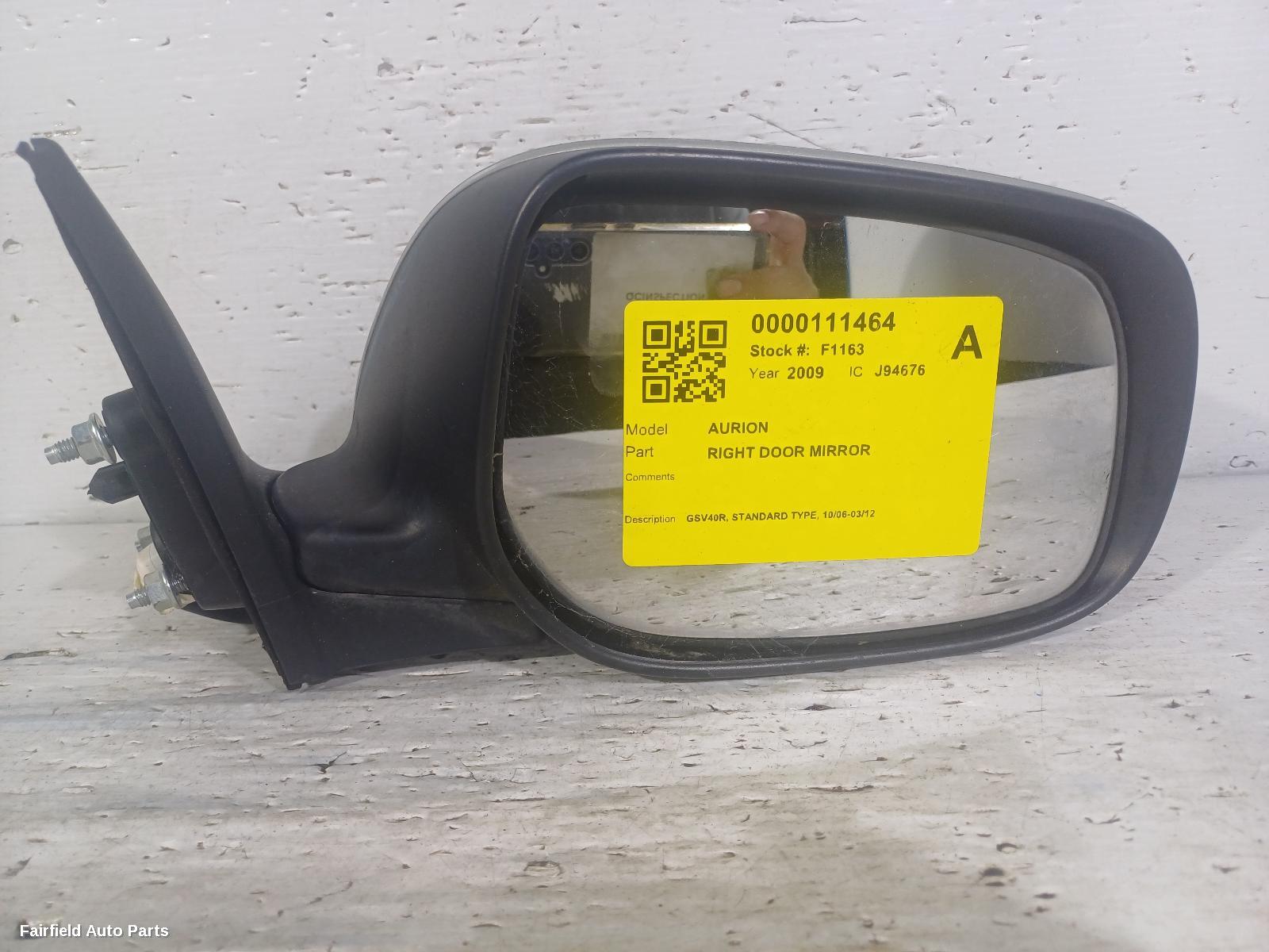2006-2012 Toyota Aurion Right Door Mirror