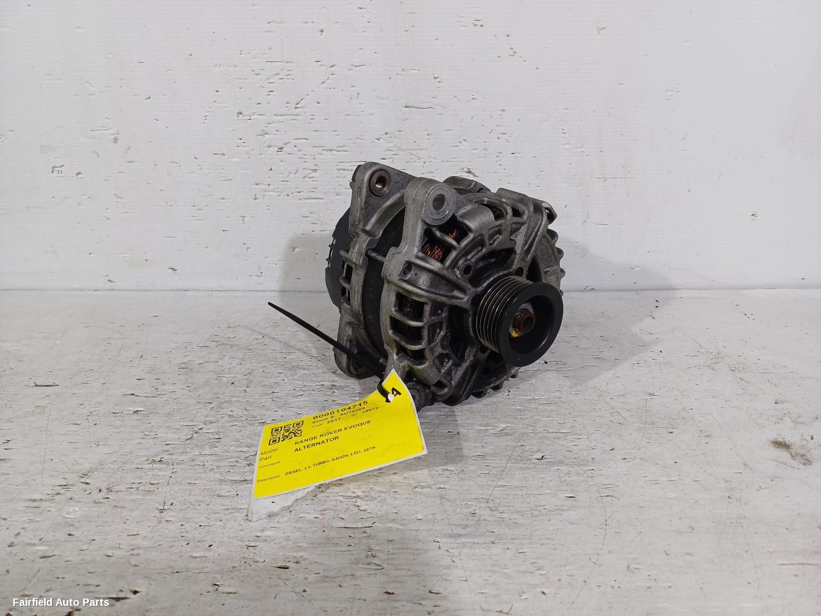 0-2024 Land Rover Rangerover Evoque Alternator