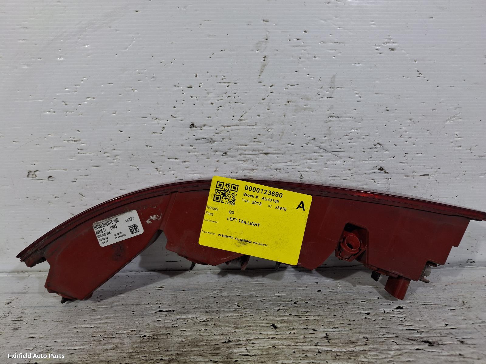 2012-2014 Audi Q3 Left Taillight