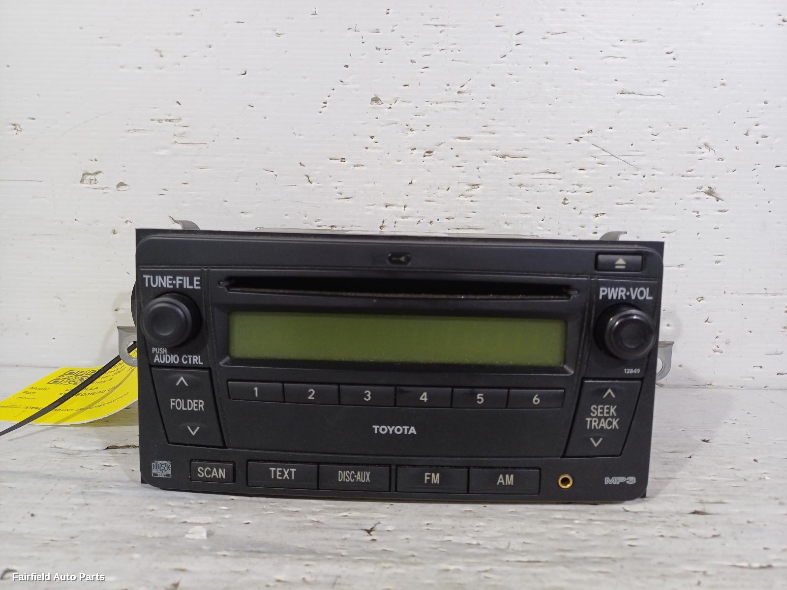 2007-2013 Toyota Corolla Radio Cd Dvd Sat Tv