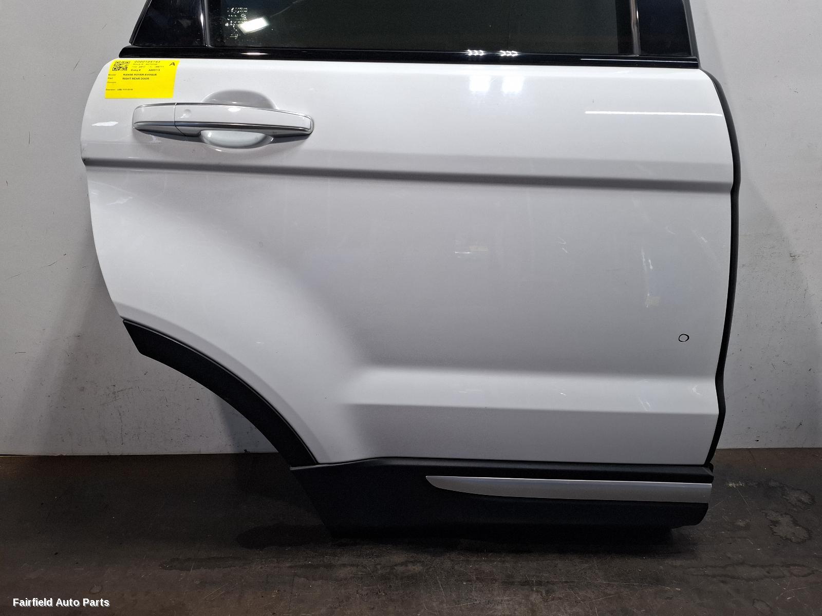 2017 Land Rover Rangerover Evoque Right Rear Door Sliding