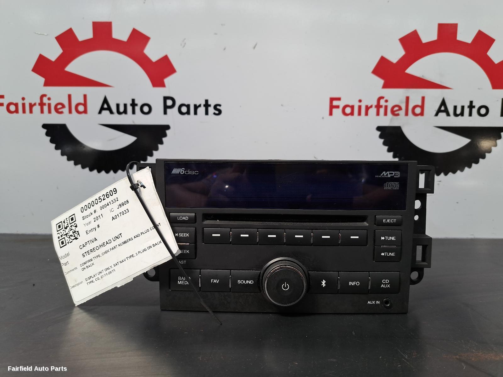 2011-2012 Holden Captiva Radio Cd Dvd Sat Tv