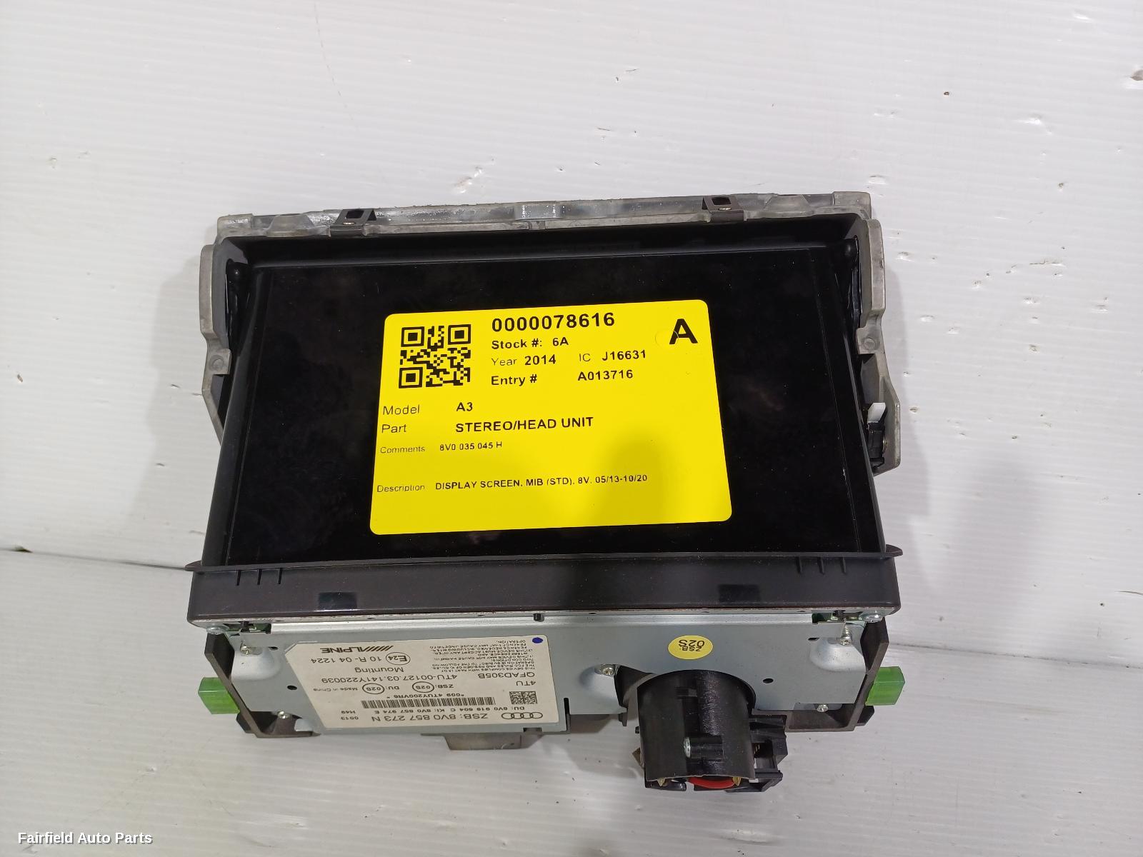 2013-2020 Audi A3 Radio Cd Dvd Sat Tv