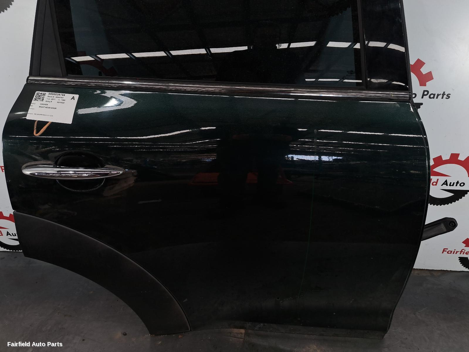 2011 Mini Cooper Right Rear Door Sliding