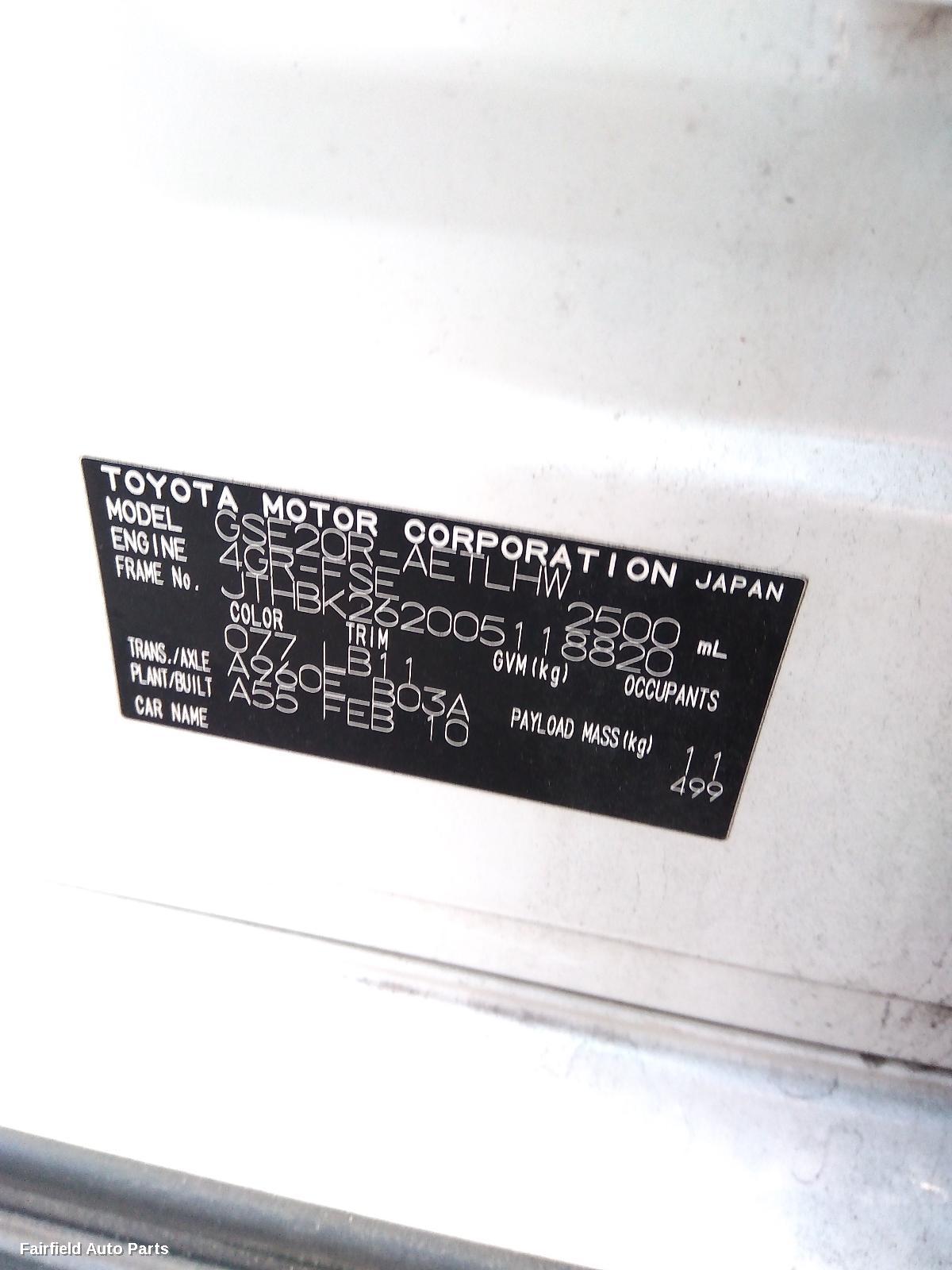 2010 Lexus Is250/is250c Left Headlamp