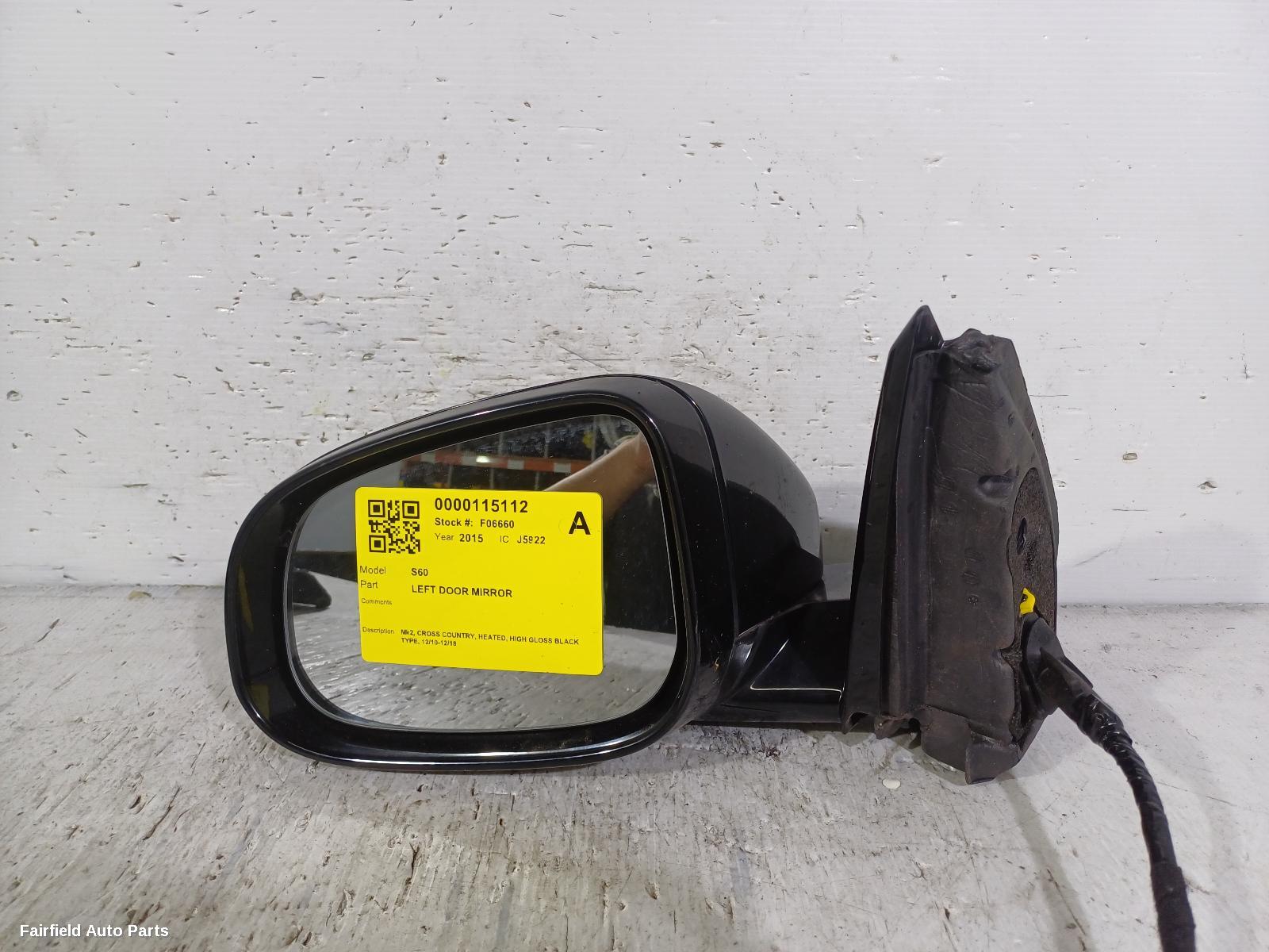 2010-2018 Volvo S60/v60 Left Door Mirror