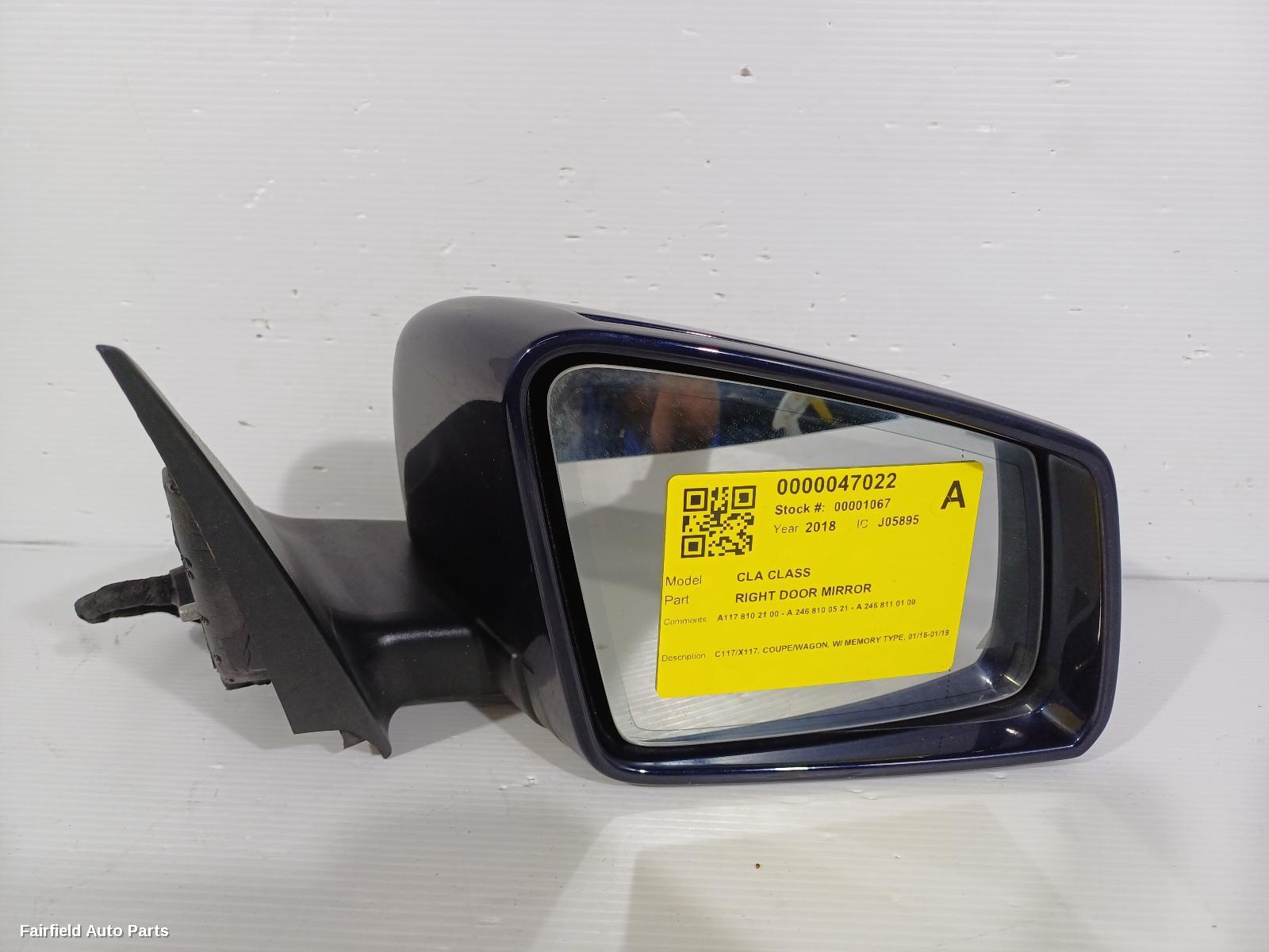 2016-2019 Mercedes Cla Class Right Door Mirror