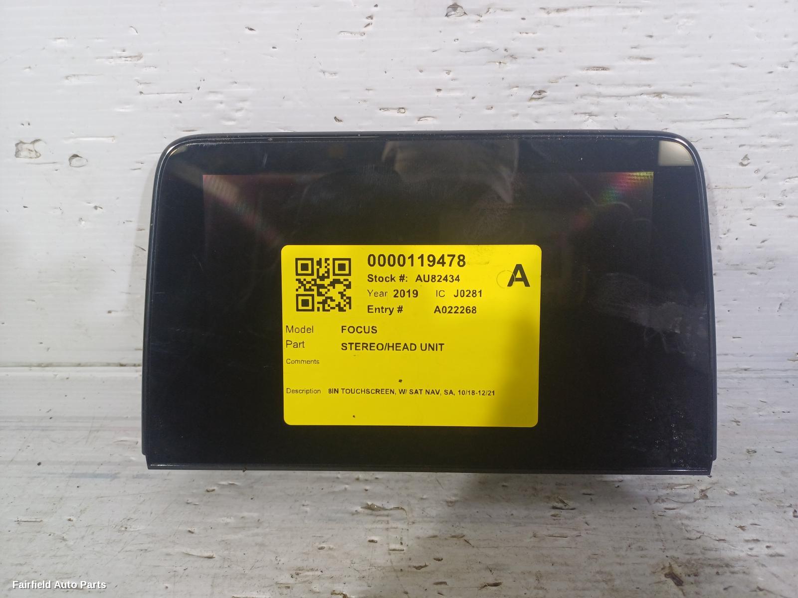 2018-2021 Ford Focus Radio Cd Dvd Sat Tv