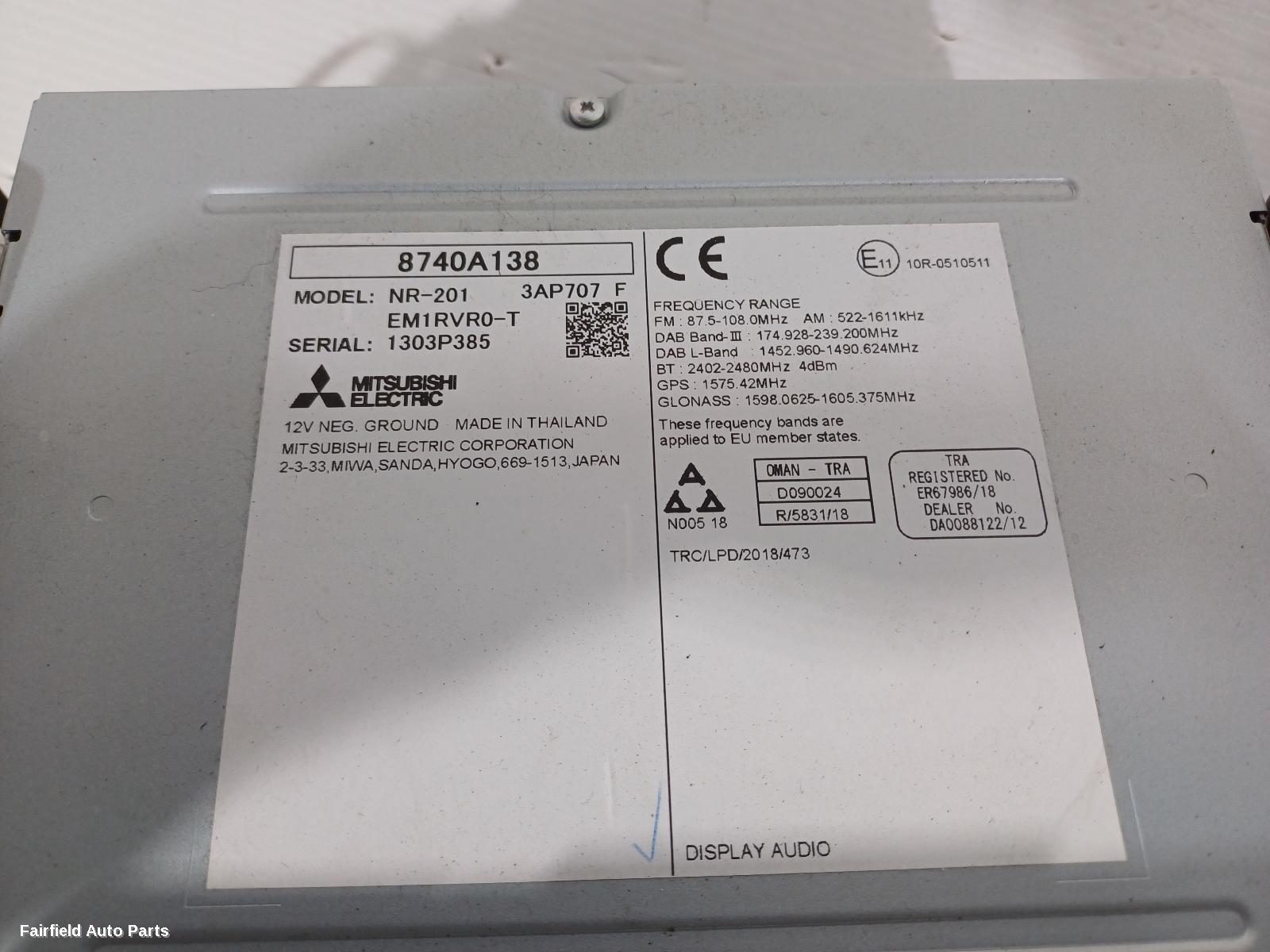 2019-2024 Mitsubishi Asx Radio Cd Dvd Sat Tv