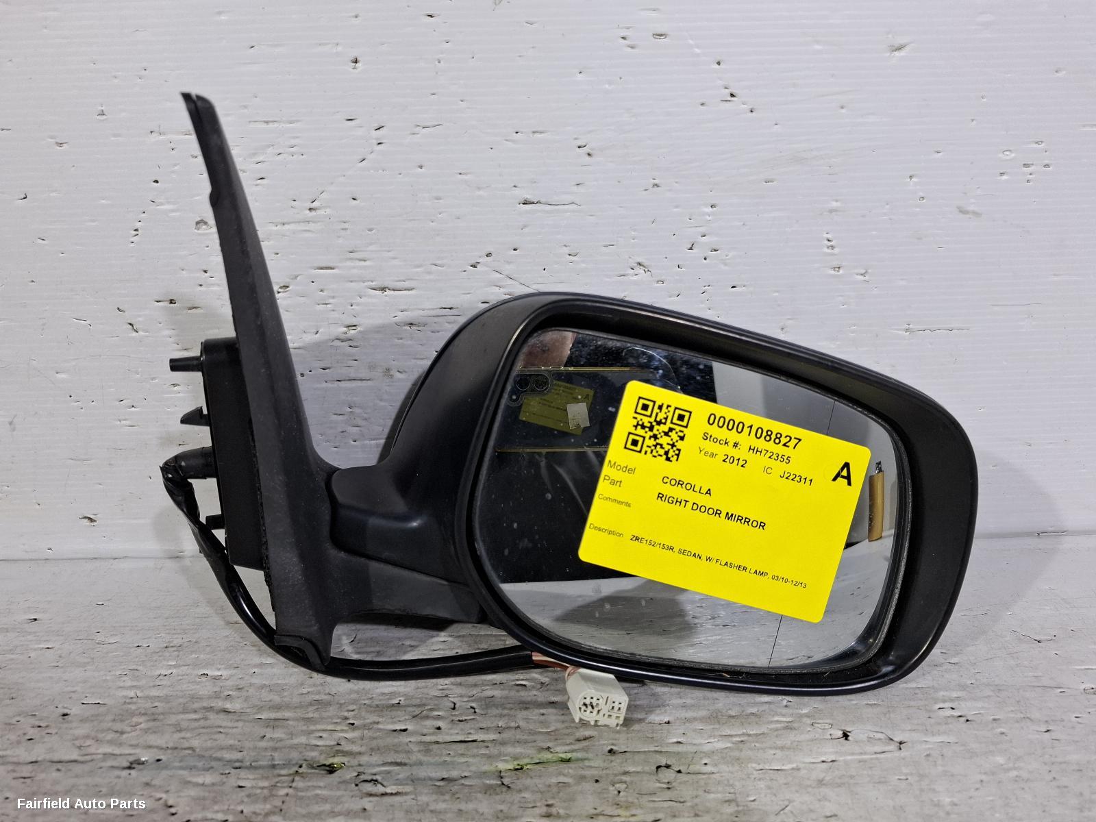 2010-2013 Toyota Corolla Right Door Mirror