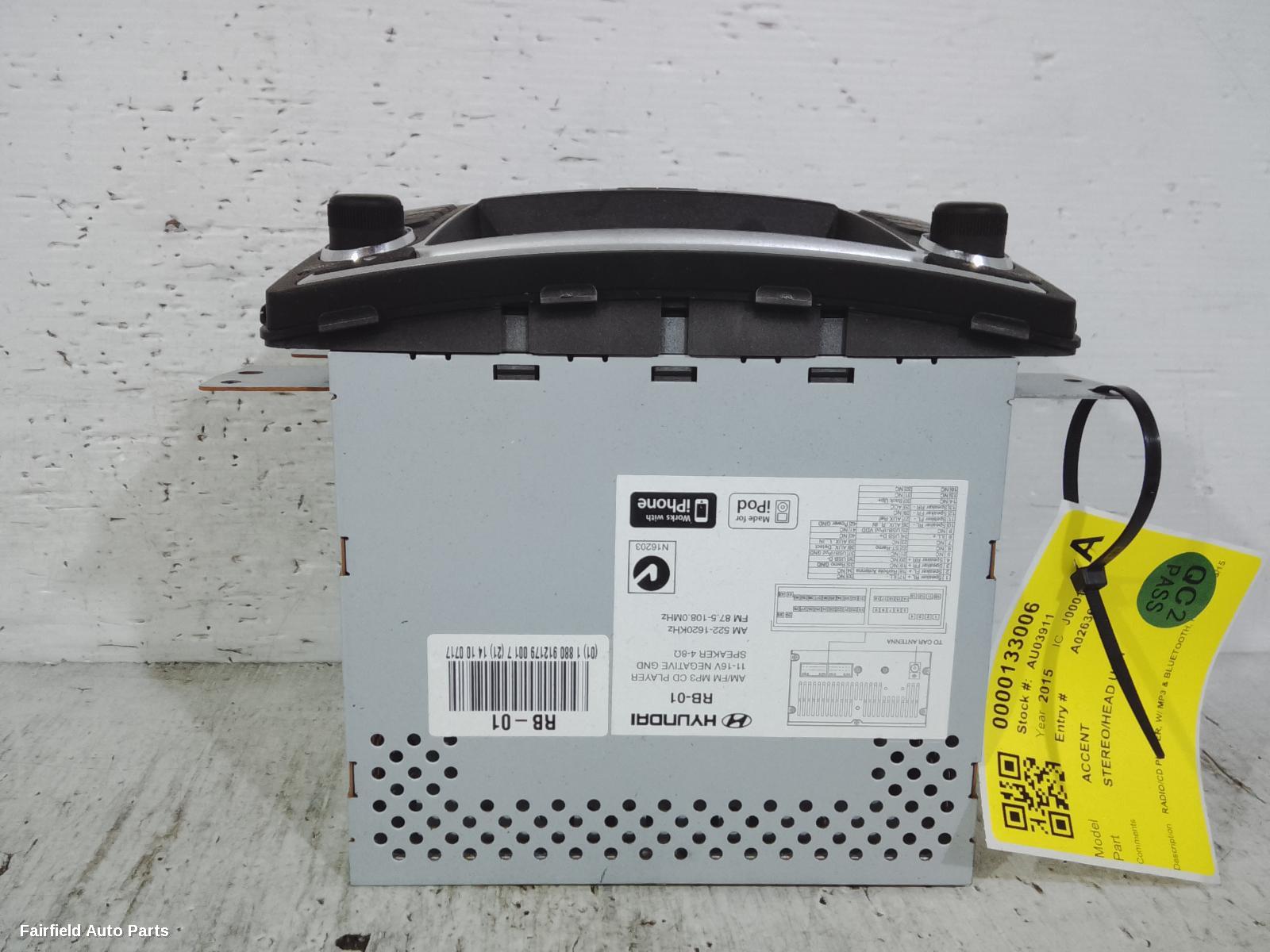 2011-2015 Hyundai Accent Radio Cd Dvd Sat Tv