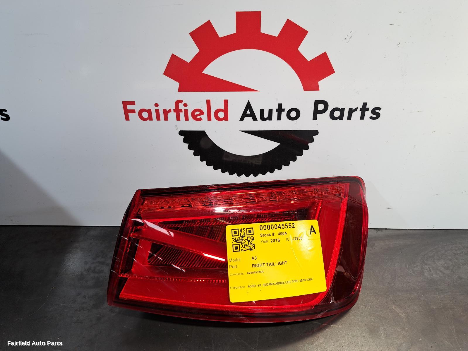 2016 Audi A3 Right Taillight